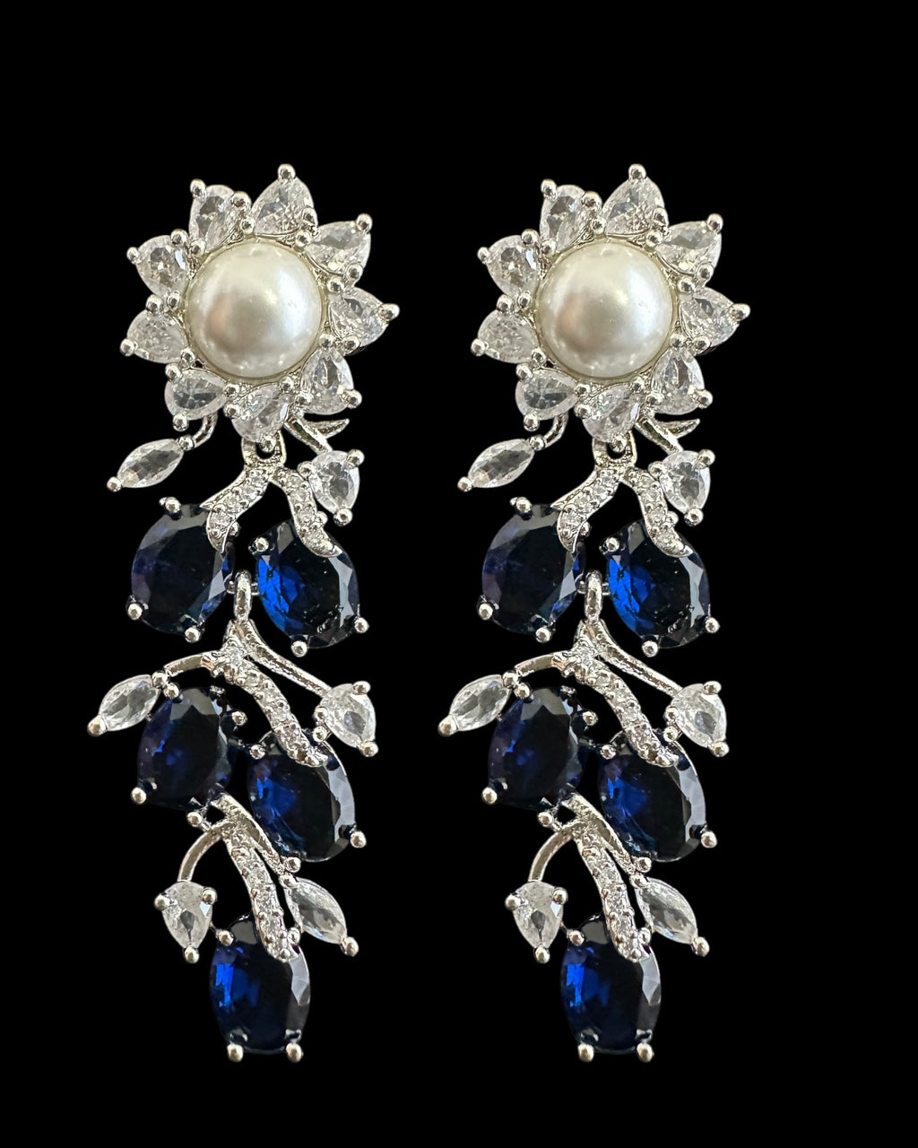 DNS137B silver plated necklace set - BLUE / SAPPHIRE  ( READY TO SHIP )