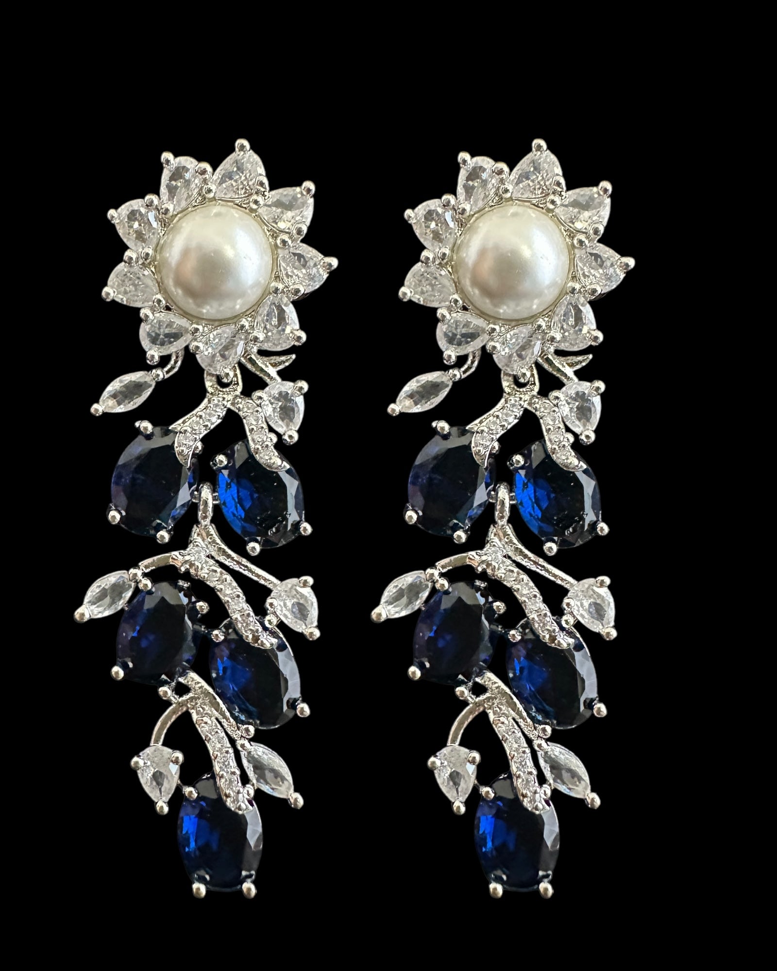 DNS137B silver plated necklace set - BLUE / SAPPHIRE  ( READY TO SHIP )