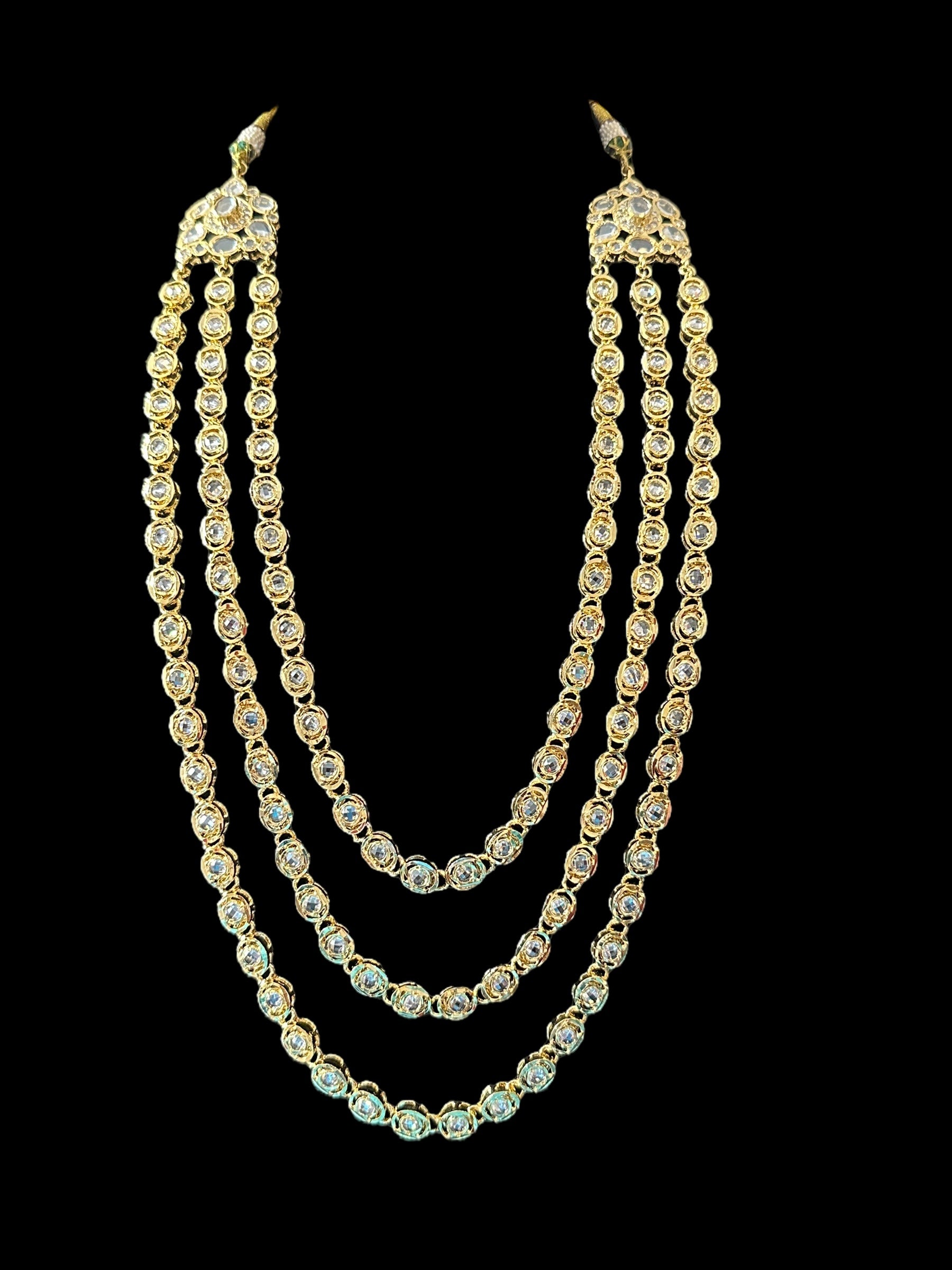 SAT96 MALLIKA gold plated three layer necklace with earrings ( READY TO SHIP )