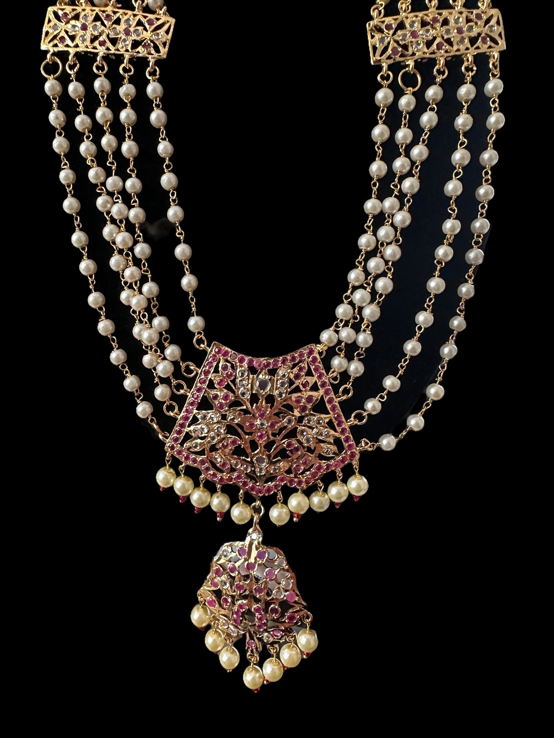 DLN118 Aabha chandan haar (rubies)( SHIPS IN 4 WEEKS  )