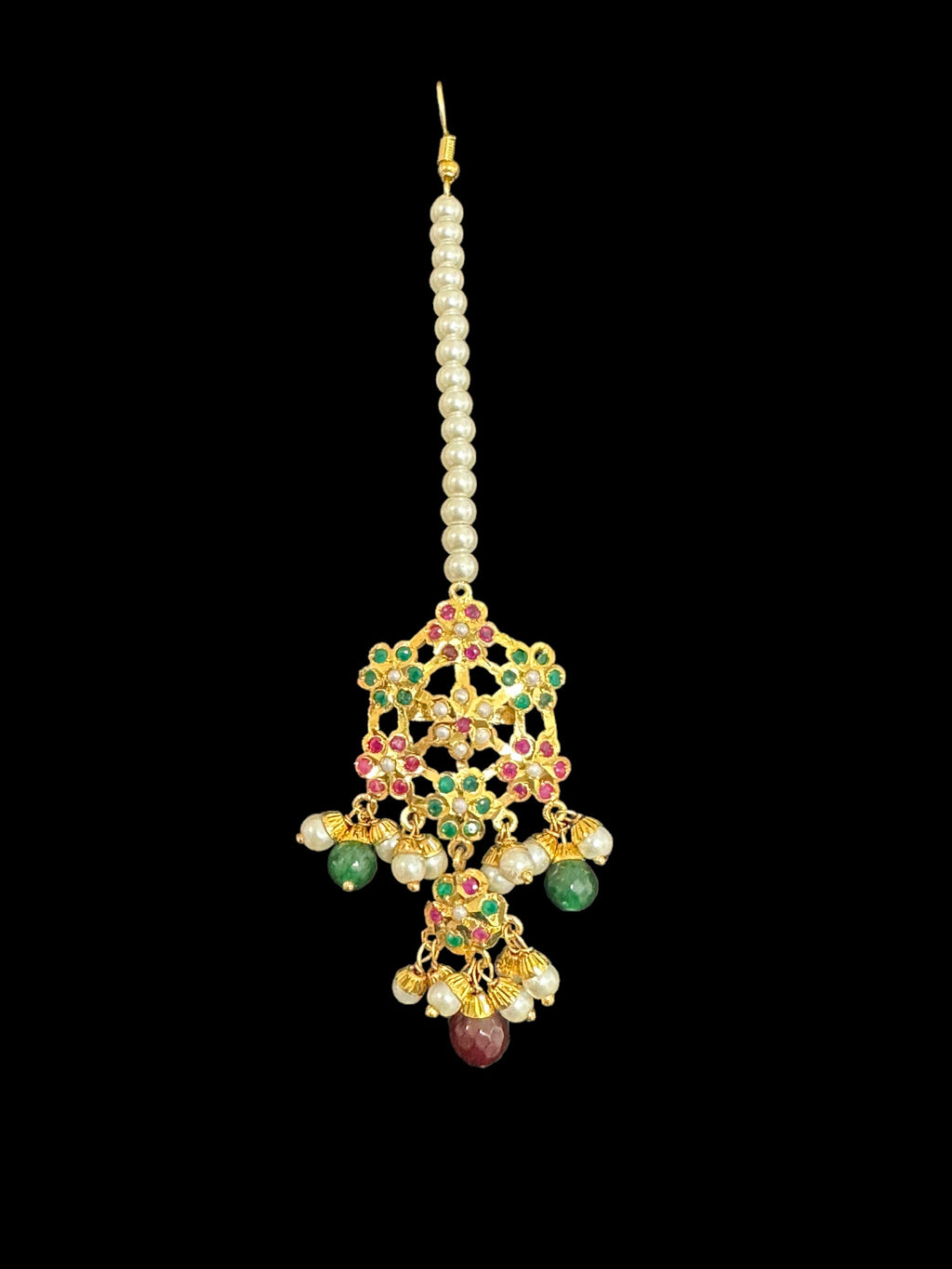 Sitara earrings tika in ruby emerald ( SHIPS IN 4 WEEKS )