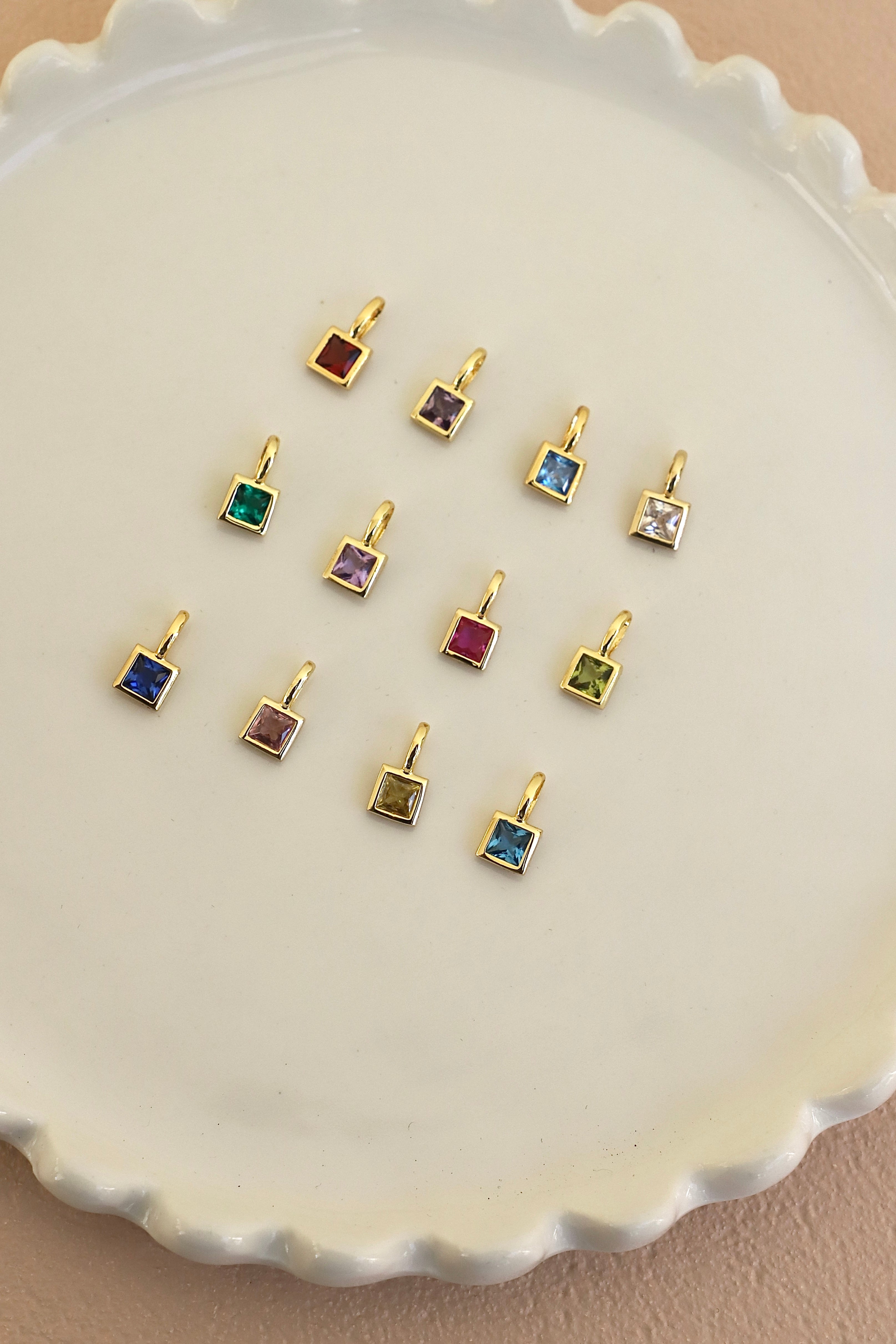 SQUARE BEZEL BIRTHSTONE CHARM