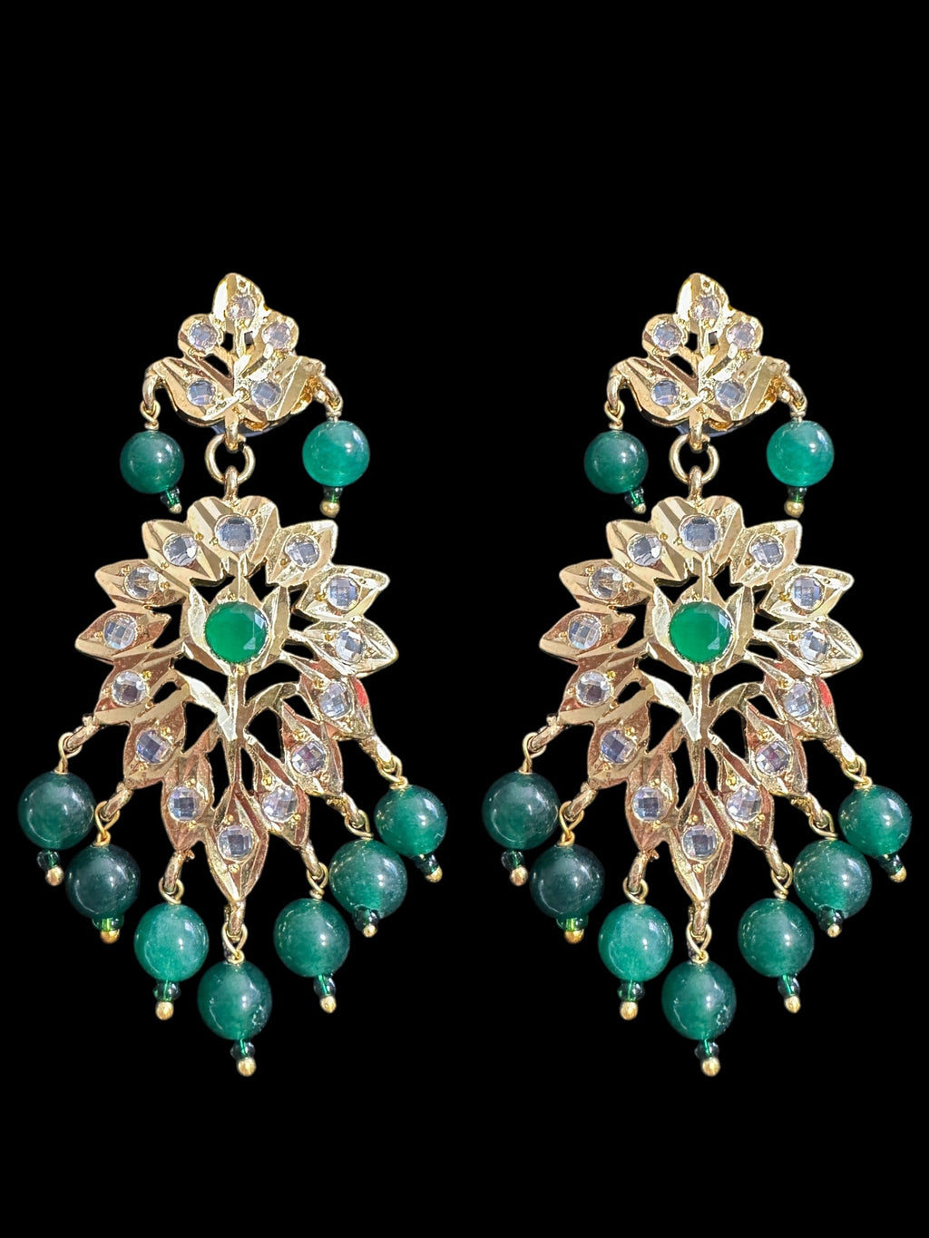 DLN88 Nisha rani haar in green beads  ( READY TO SHIP )