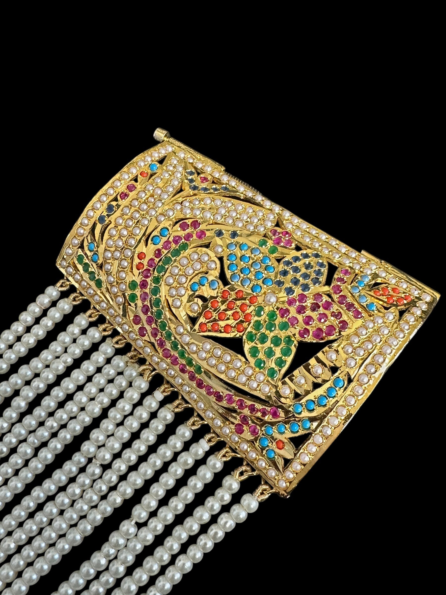 Jadau bahi / bracelet - multicolor / navratan  ( SHIPS IN 3 WEEKS   )