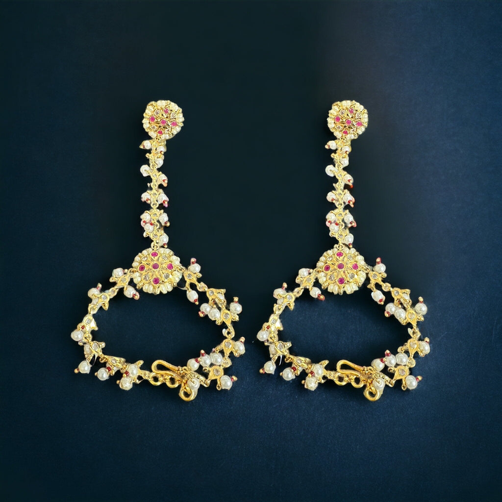 Haathphool in pearls and Polki - ruby (SHIPS IN 4 WEEKS  )