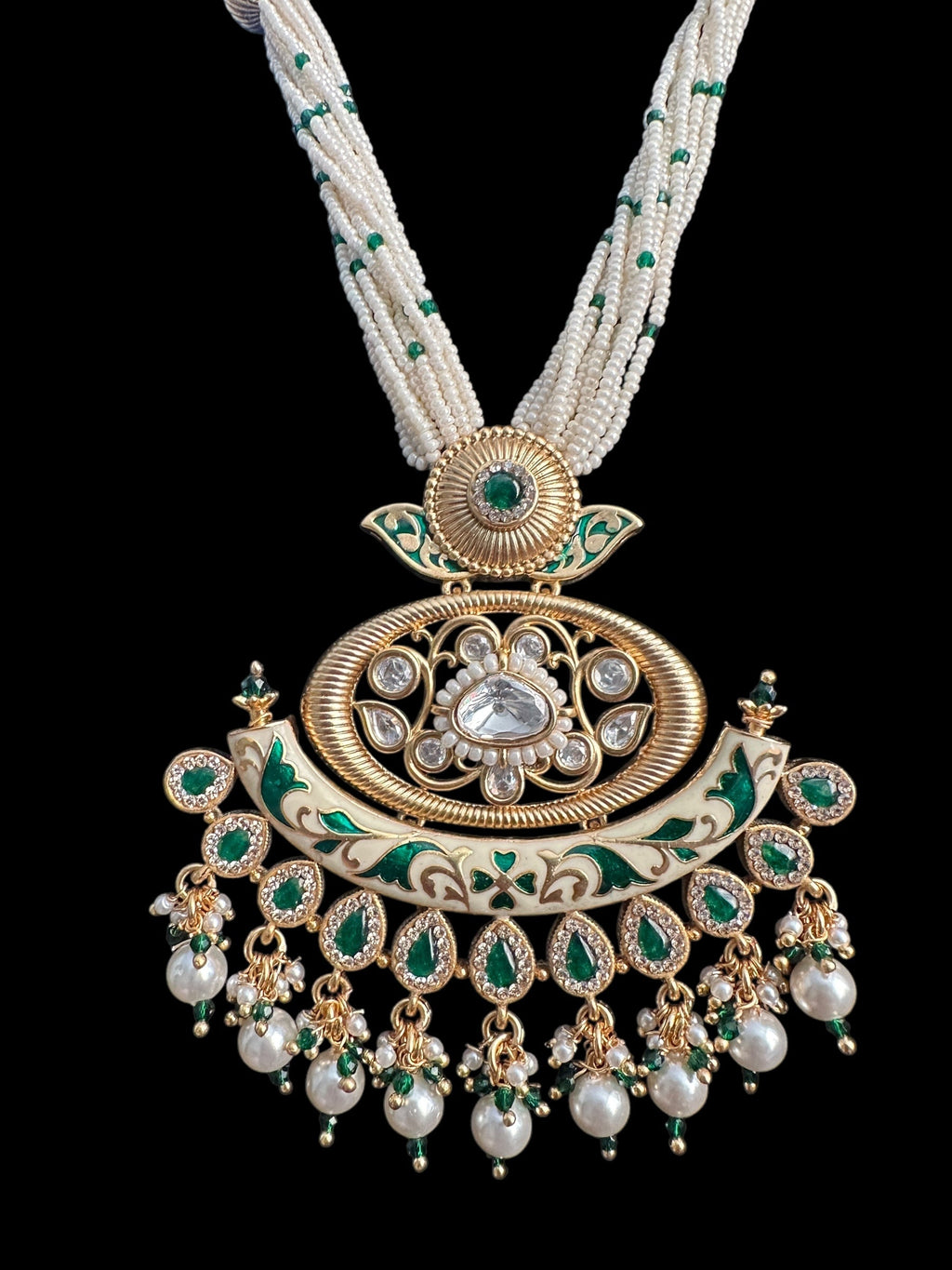 DLN84 Polki and meenakari set - Green ( READY TO SHIP )