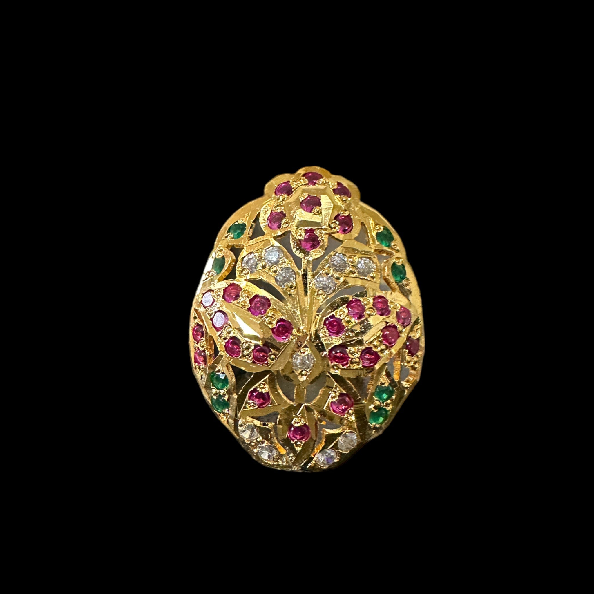 Gold plated silver ring in ruby emerald   ( READY TO SHIP )