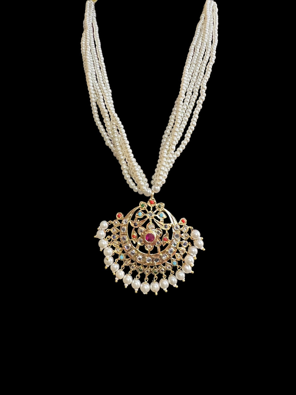 PS338   Nihar pendant set ( navratan ) (READY TO SHIP )