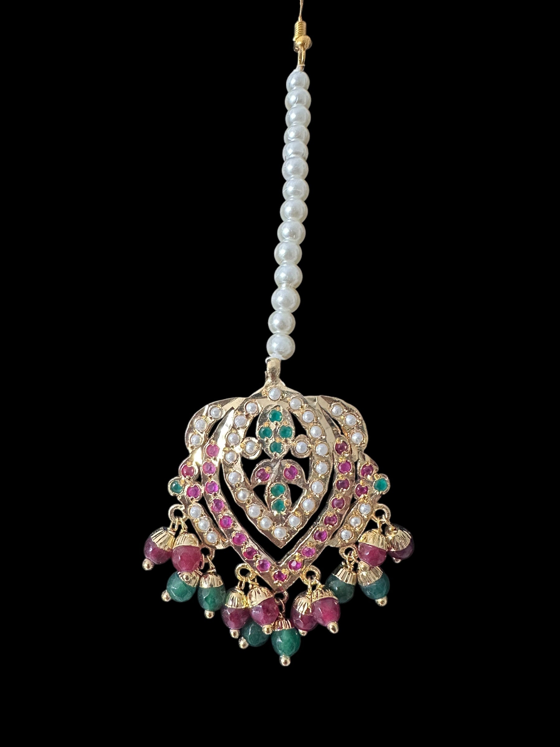 NS329 Taseen necklace set in ruby emerald ( READY TO SHIP )