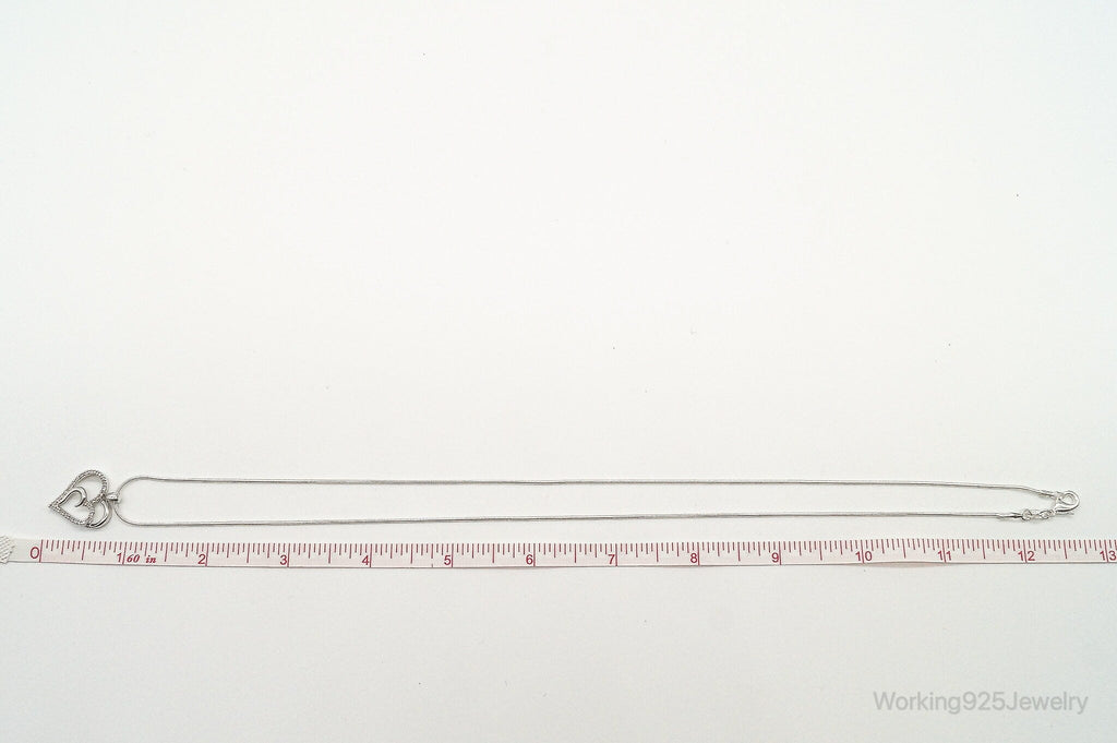 Vintage Designer SUN Diamond Heart Sterling Silver Necklace