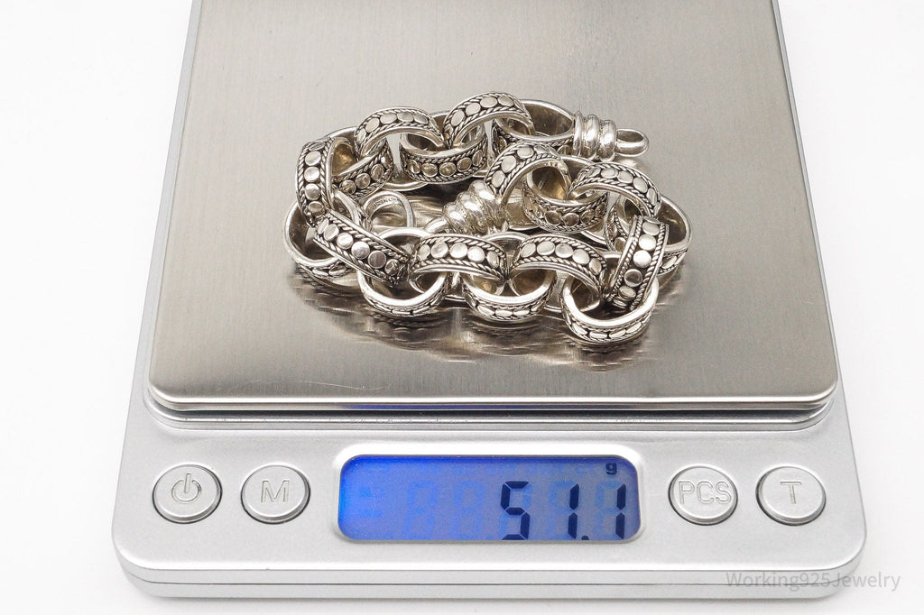 Vintage Designer BA Suarti Large Chain Link Sterling Silver Bracelet