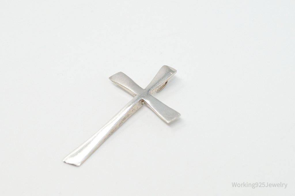 Vintage Large Designer DEPP Cross Sterling Silver Necklace Pendant