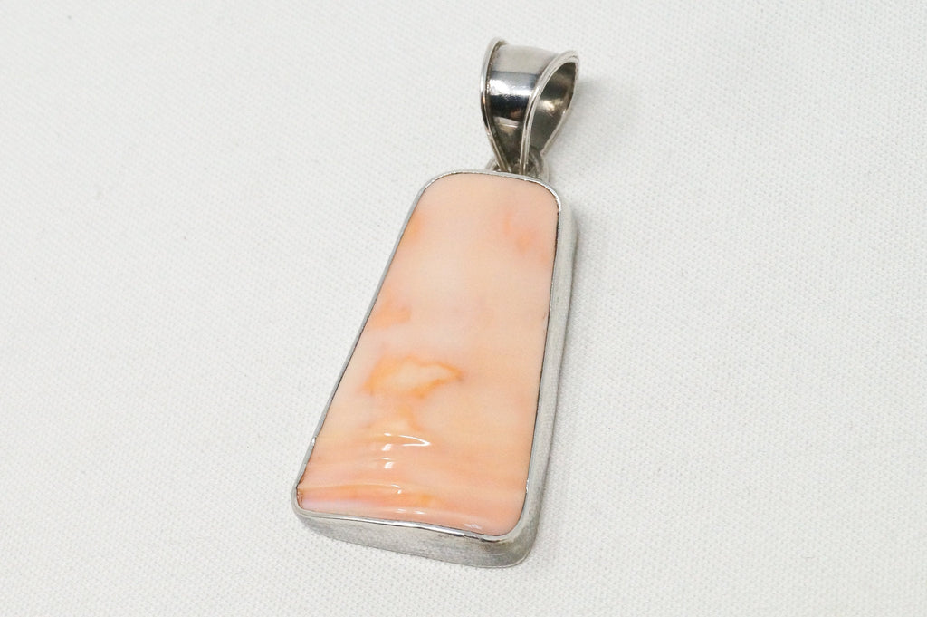 Vintage Peach Gemstone Sterling Silver Necklace Pendant