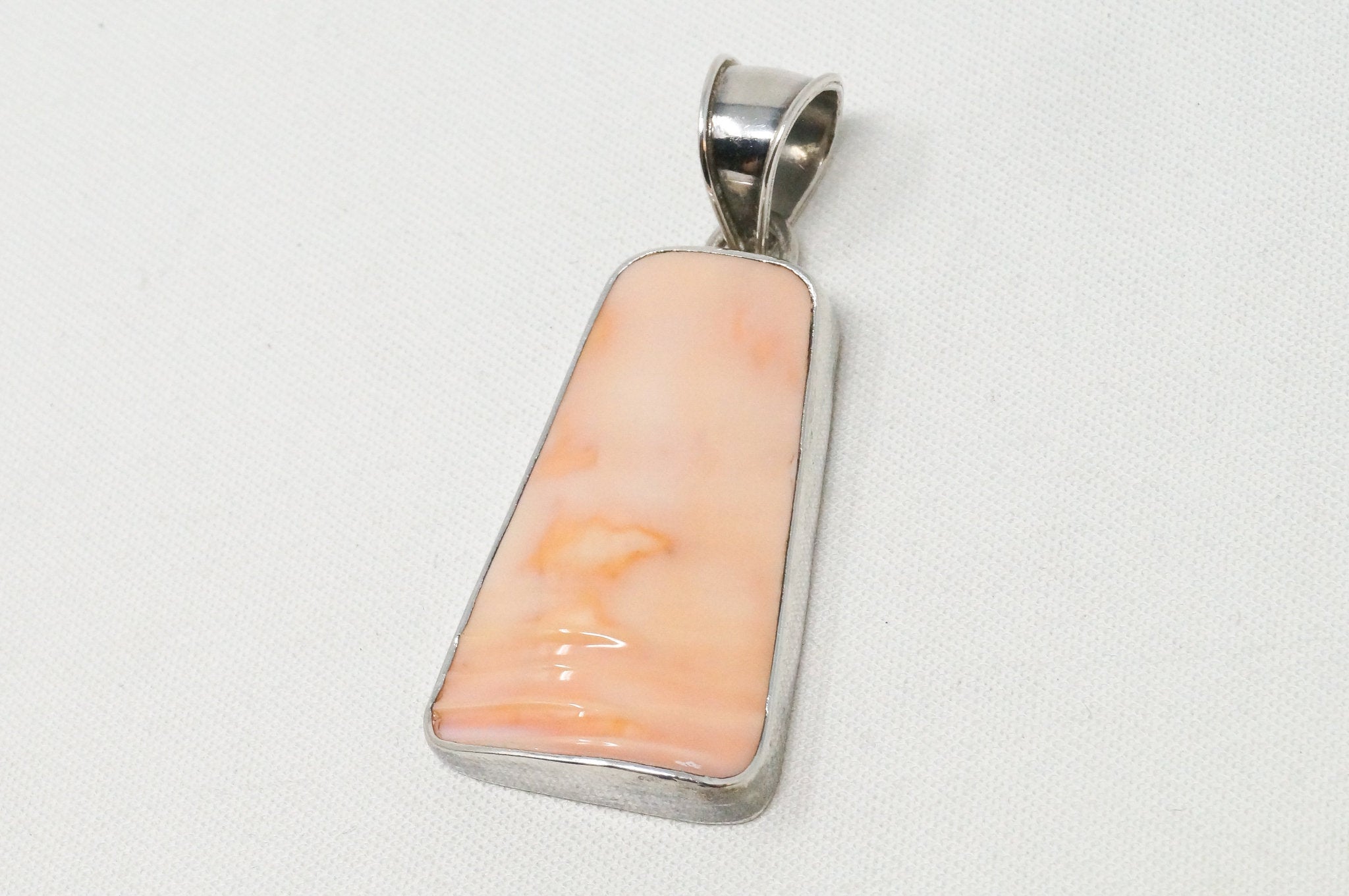 Vintage Peach Gemstone Sterling Silver Necklace Pendant