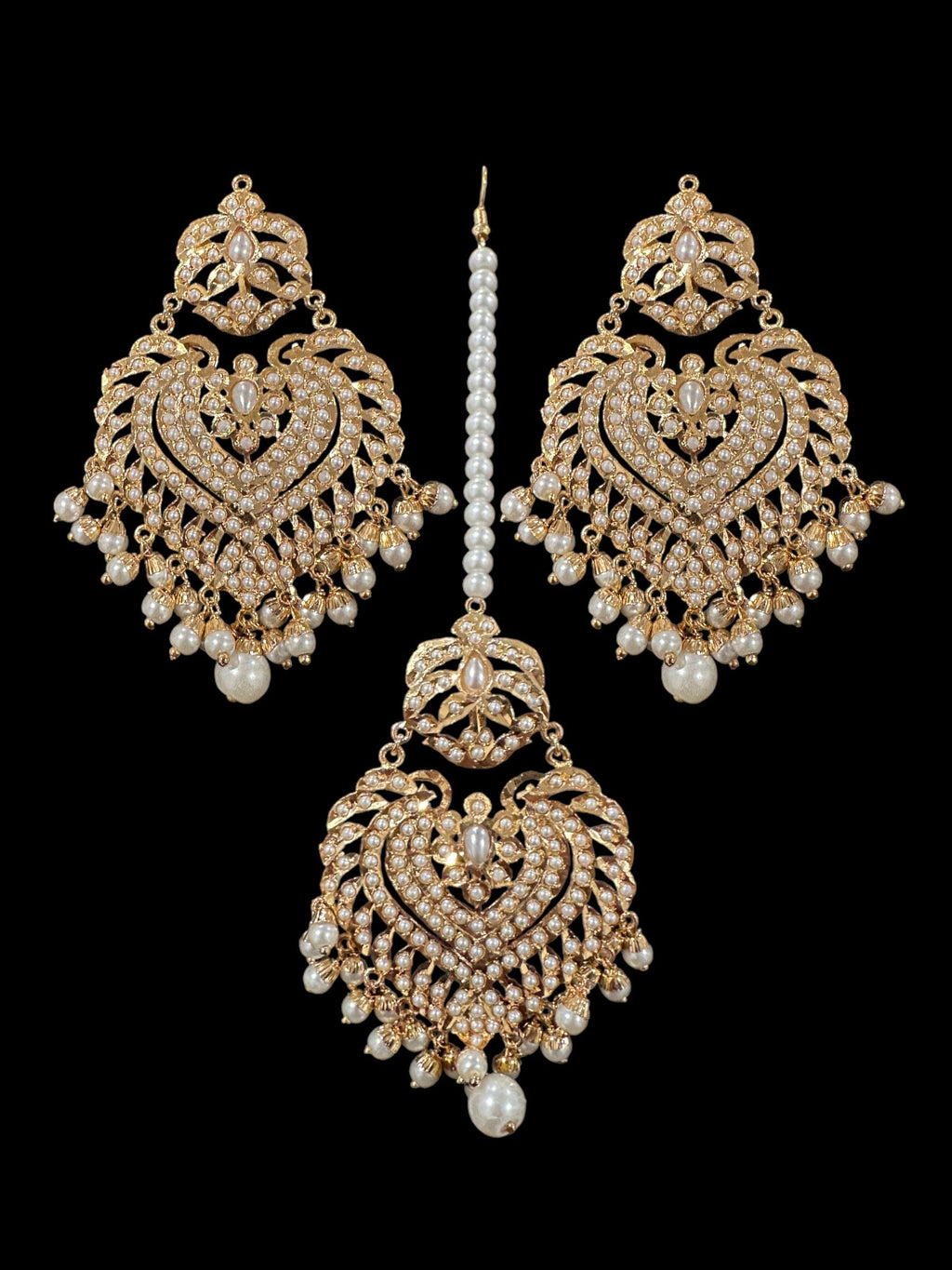 Farwah earrings tika in pearls   ( READY TO SHIP  )