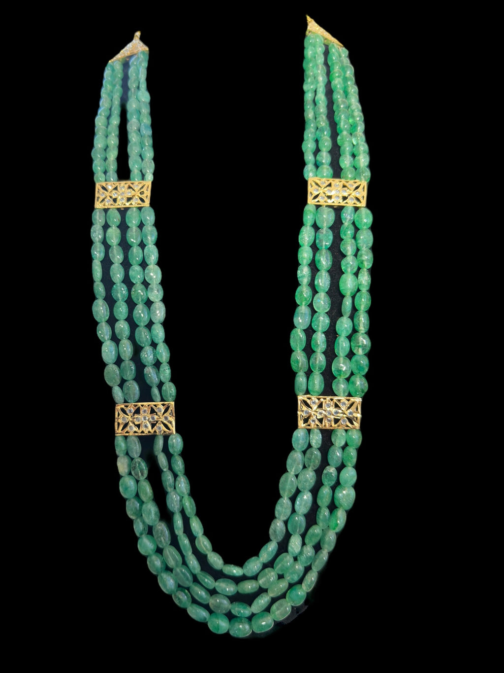 LN59 Ghazal emerald beads Rani haar ( SHIPS IN 3 WEEKS  )