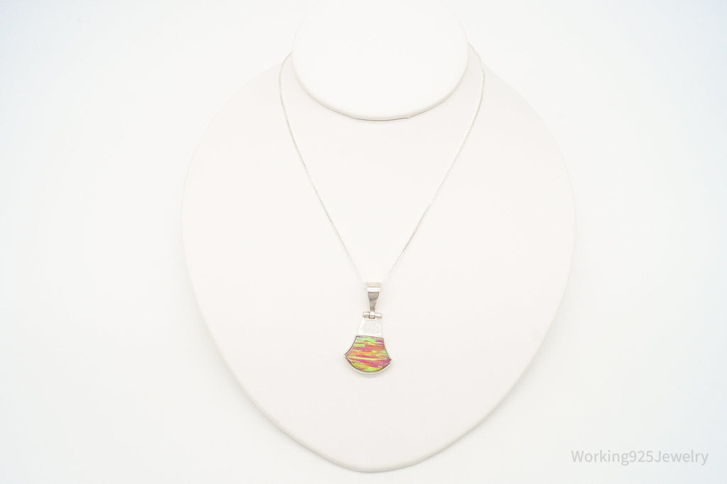 Vintage Mexico Opal 950 Silver Southwestern Necklace