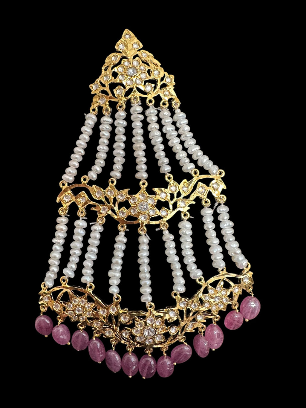 BR310 Bridal jadavi lacha , satlada  in moissanite and emeralds ( SHIPS IN 5 WEEKS )