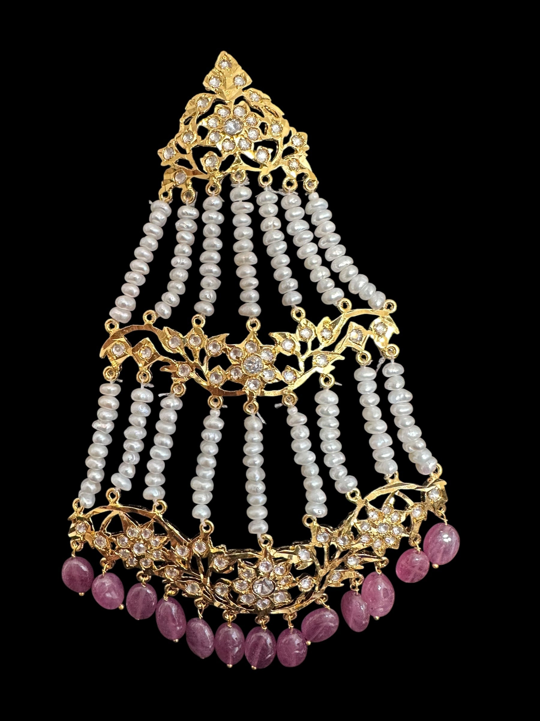 BR310 Bridal jadavi lacha , satlada  in moissanite and emeralds ( SHIPS IN 5 WEEKS )