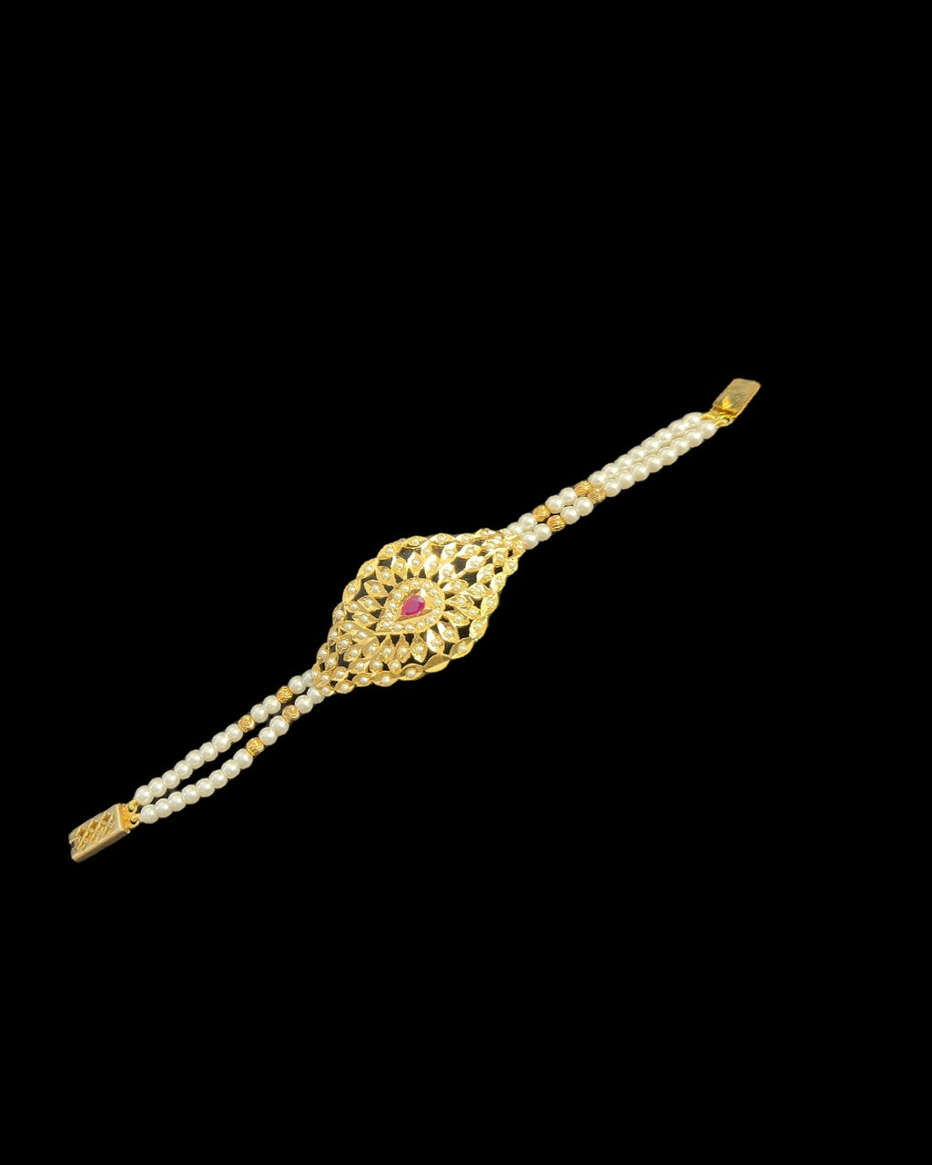 Jadau bracelet - Ruby pearls  ( READY TO SHIP )