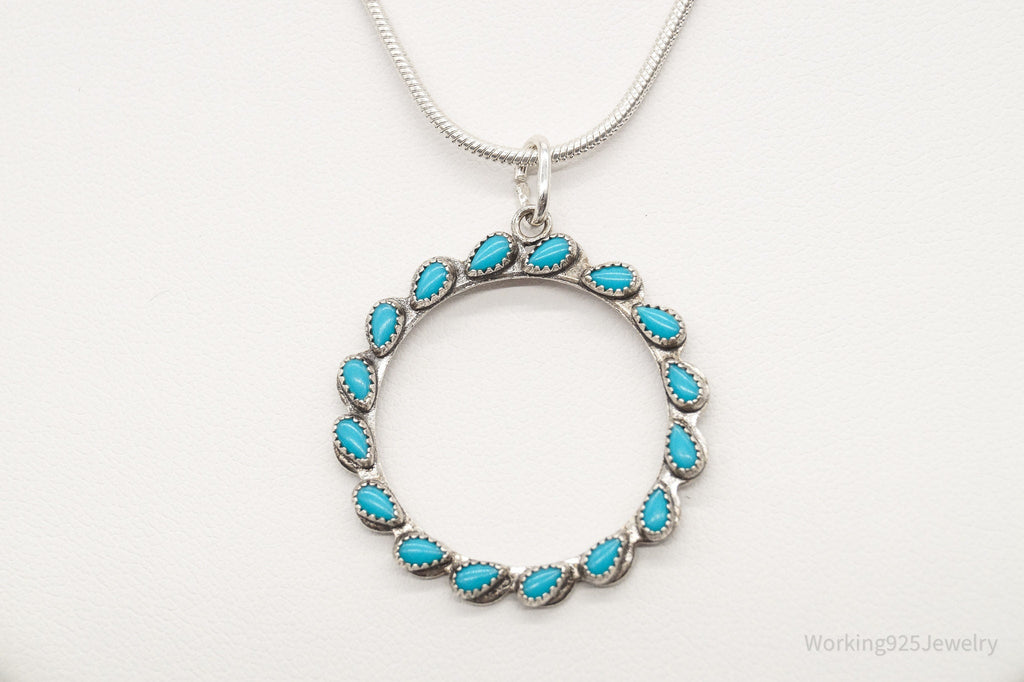 Vintage Native American Turquoise Sterling Silver Necklace