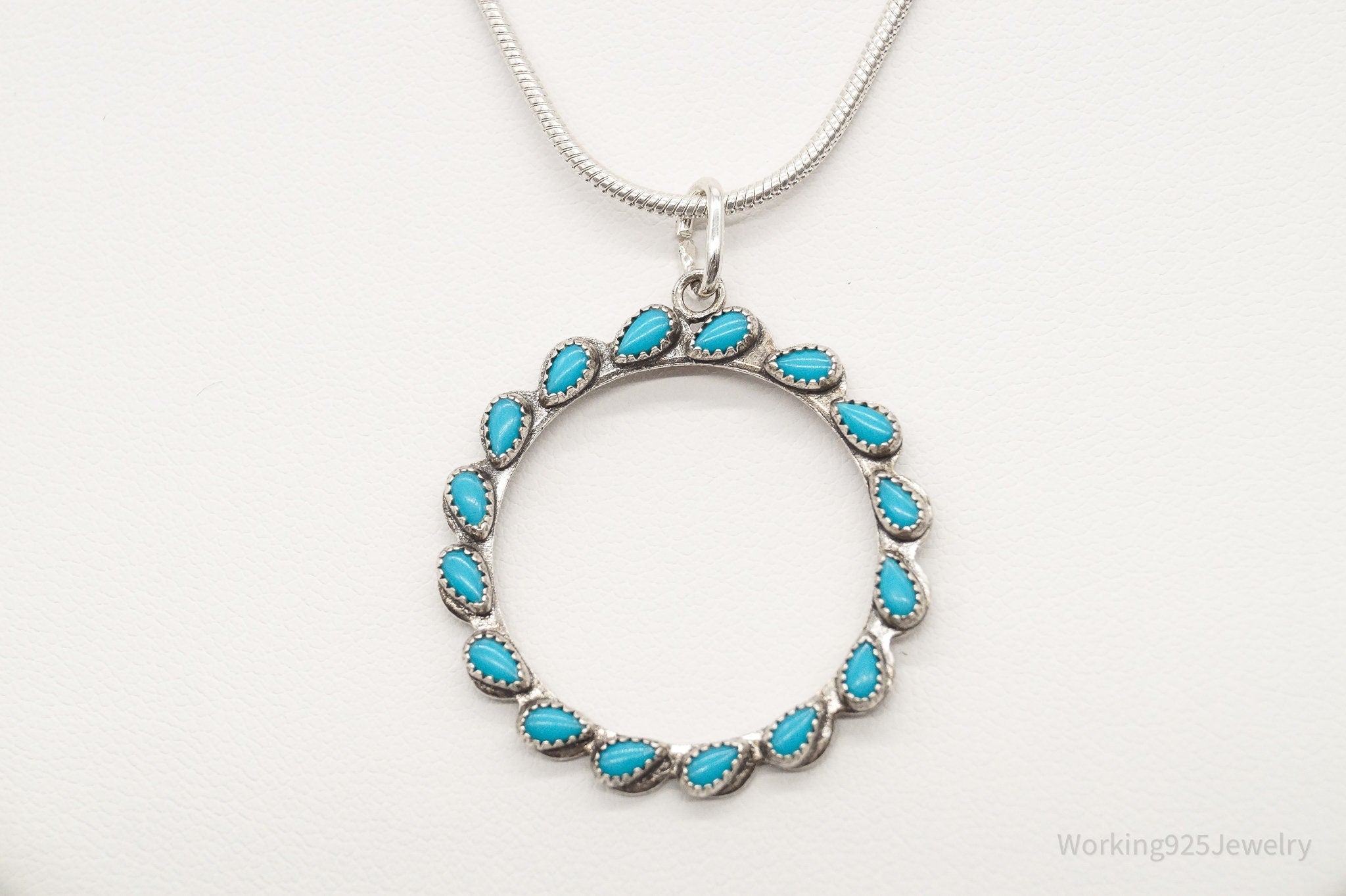 Vintage Native American Turquoise Sterling Silver Necklace