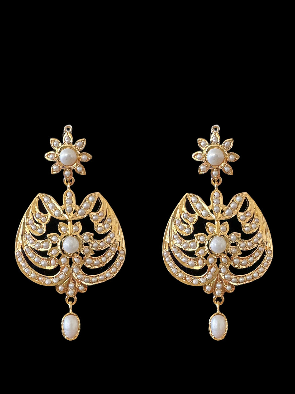 Gold plated silver necklace earrings set in fresh water pearls ( READY TO SHIP)