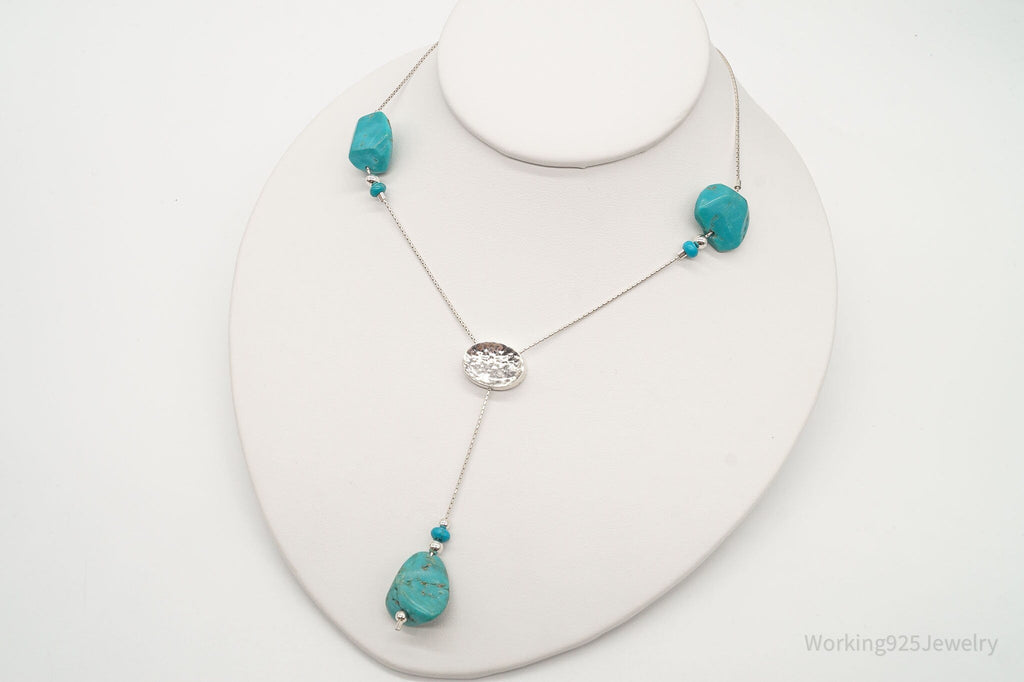 Vintage Israel Designer Avi Soffer Turquoise Sterling Silver Necklace