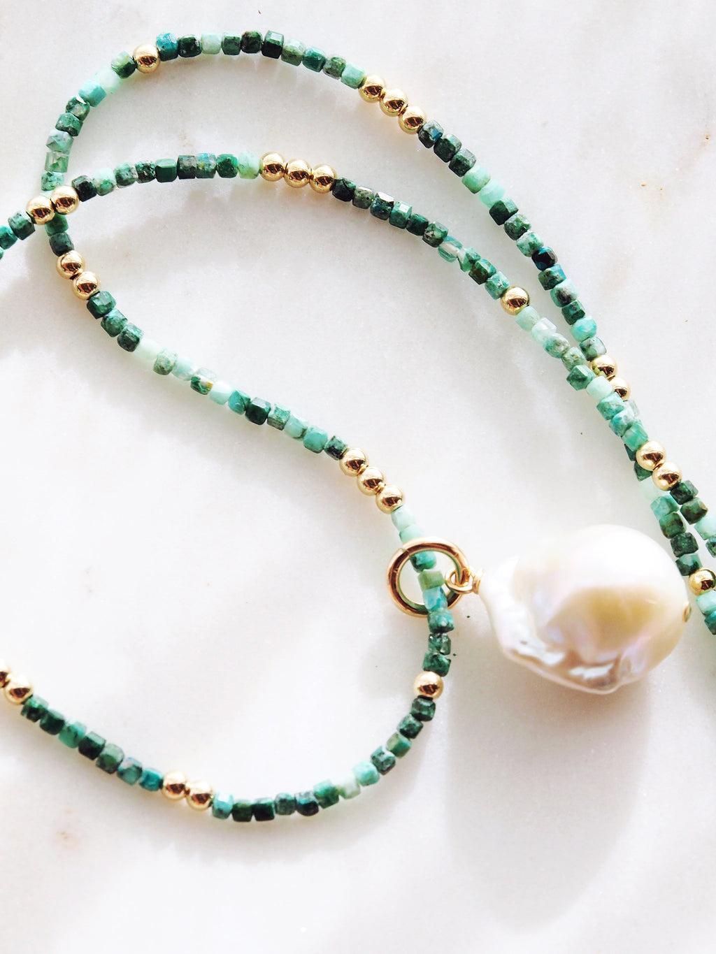 Flameball Baroque Pearl and Gemstone Necklace - Gold Keahi