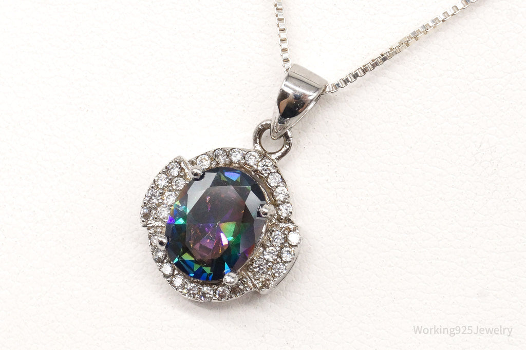 Mystic Topaz Cubic Zirconia Sterling Silver Necklace