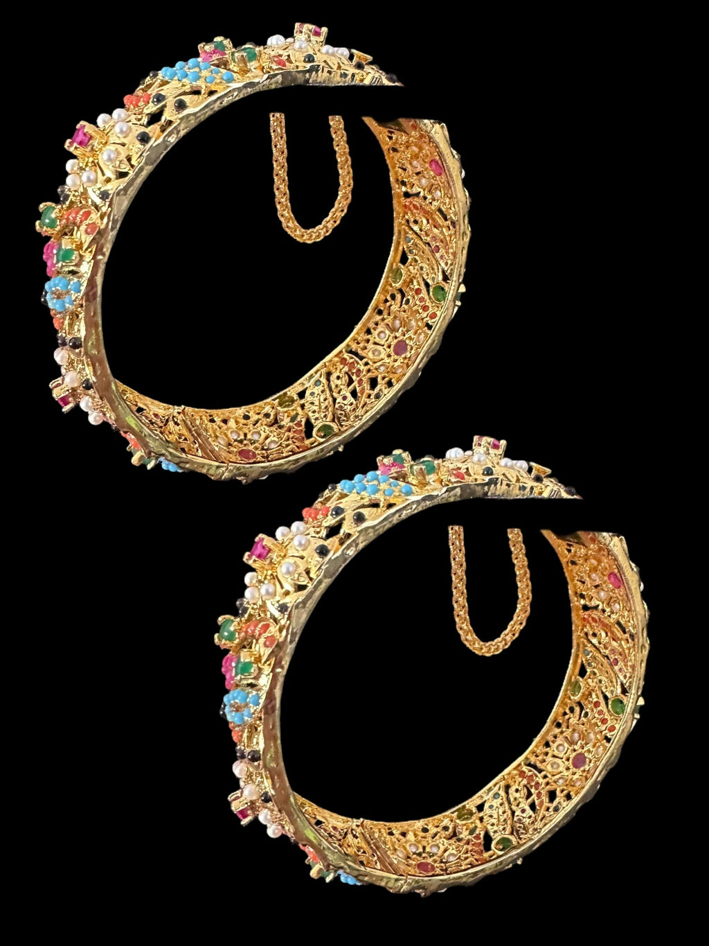 B811 Avisha Jadau bangles in Navratan ( READY TO SHIP )