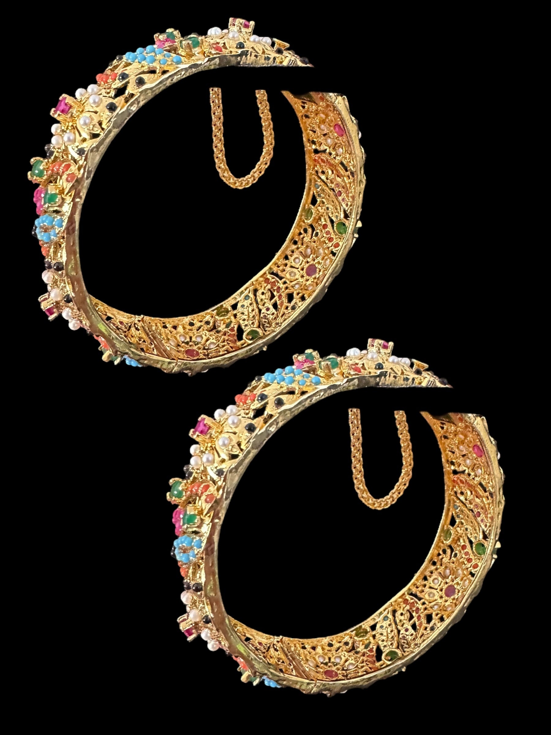 B811 Avisha Jadau bangles in Navratan ( READY TO SHIP )