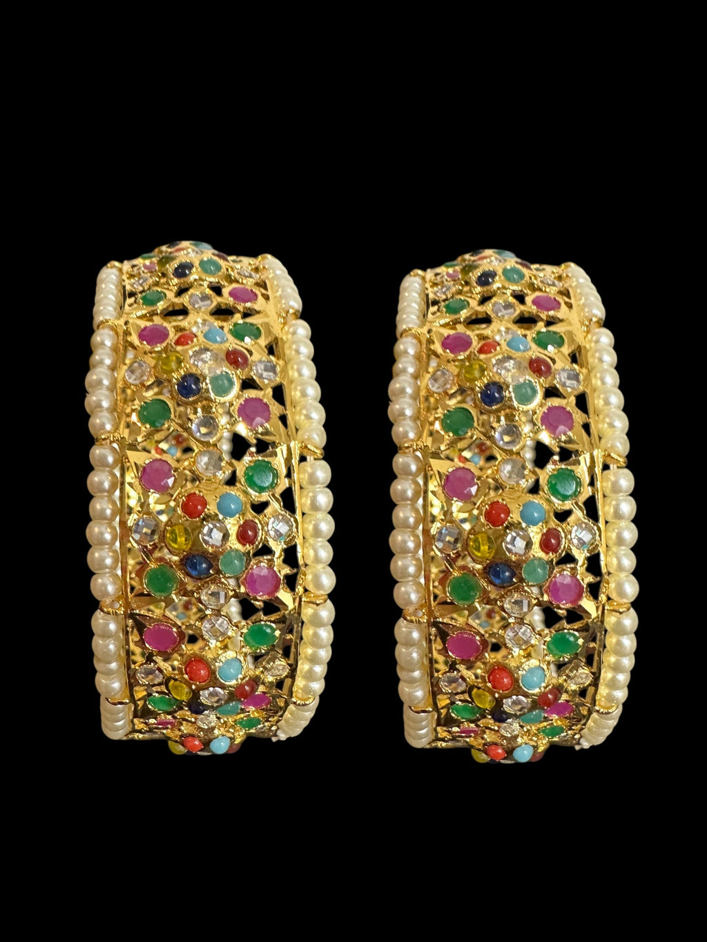 BR488 Meena hyderabadi bridal set in Navratan with pearls ( READY TO SHIP )