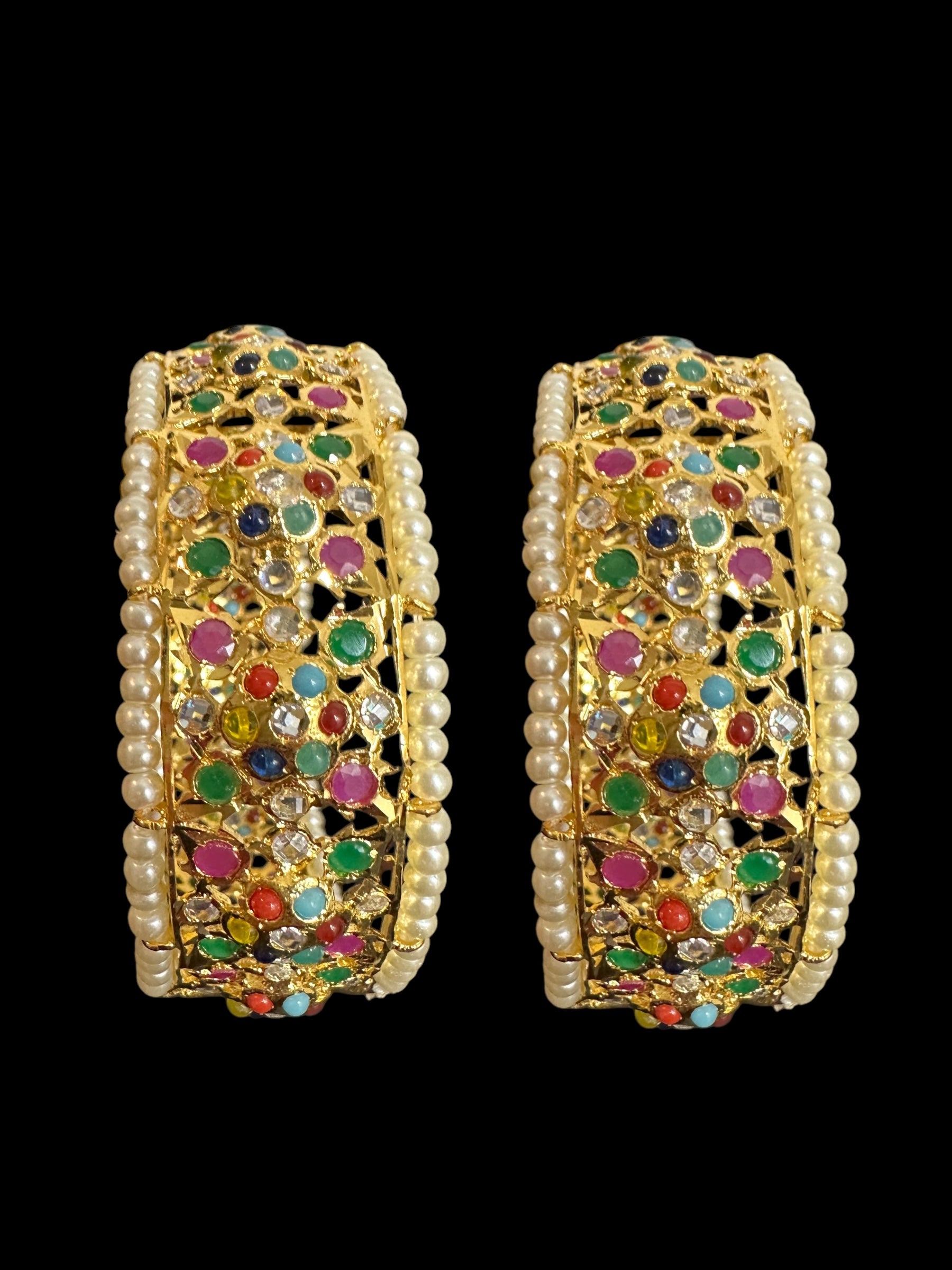 BR488 Meena hyderabadi bridal set in Navratan with pearls ( READY TO SHIP )