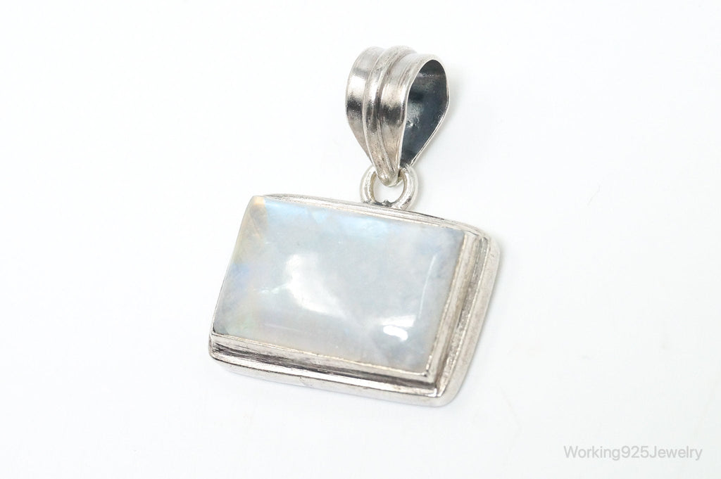 Vintage Large Moonstone Sterling Silver Necklace Pendant