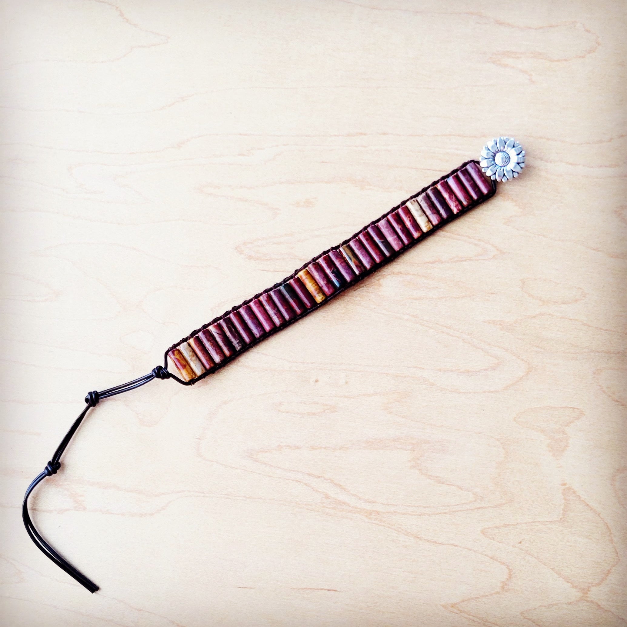 Woven Picasso Stacked Stone Beaded Bracelet 810n