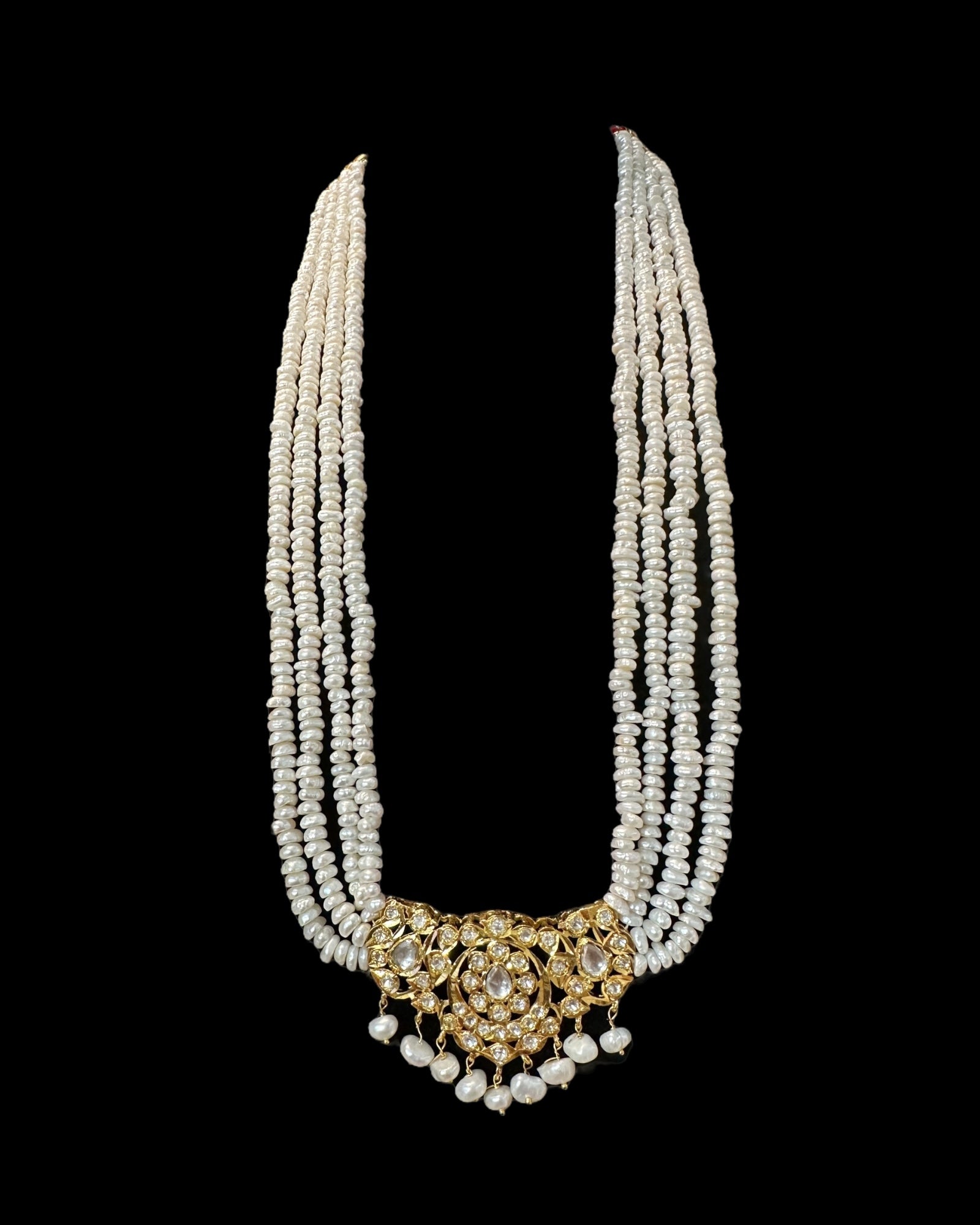 DLN1131 Moissanite Polki  Rani haar with pearls ( READY TO SHIP )