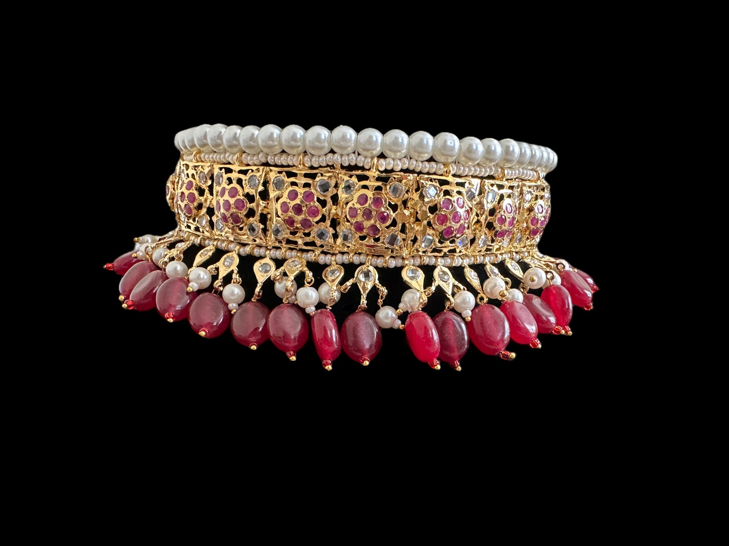 C327 sifat jadavi lacha in ruby  beads (SHIPS IN 1 WEEK )