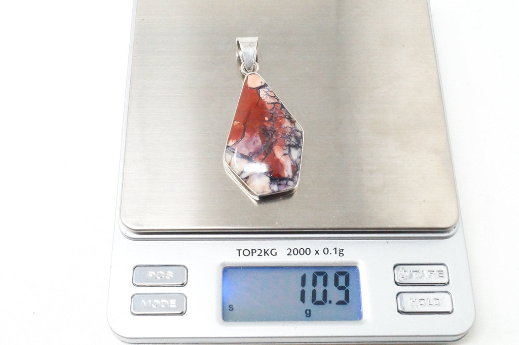 Vintage Native Brecciated Jasper Sterling Silver Necklace Pendant