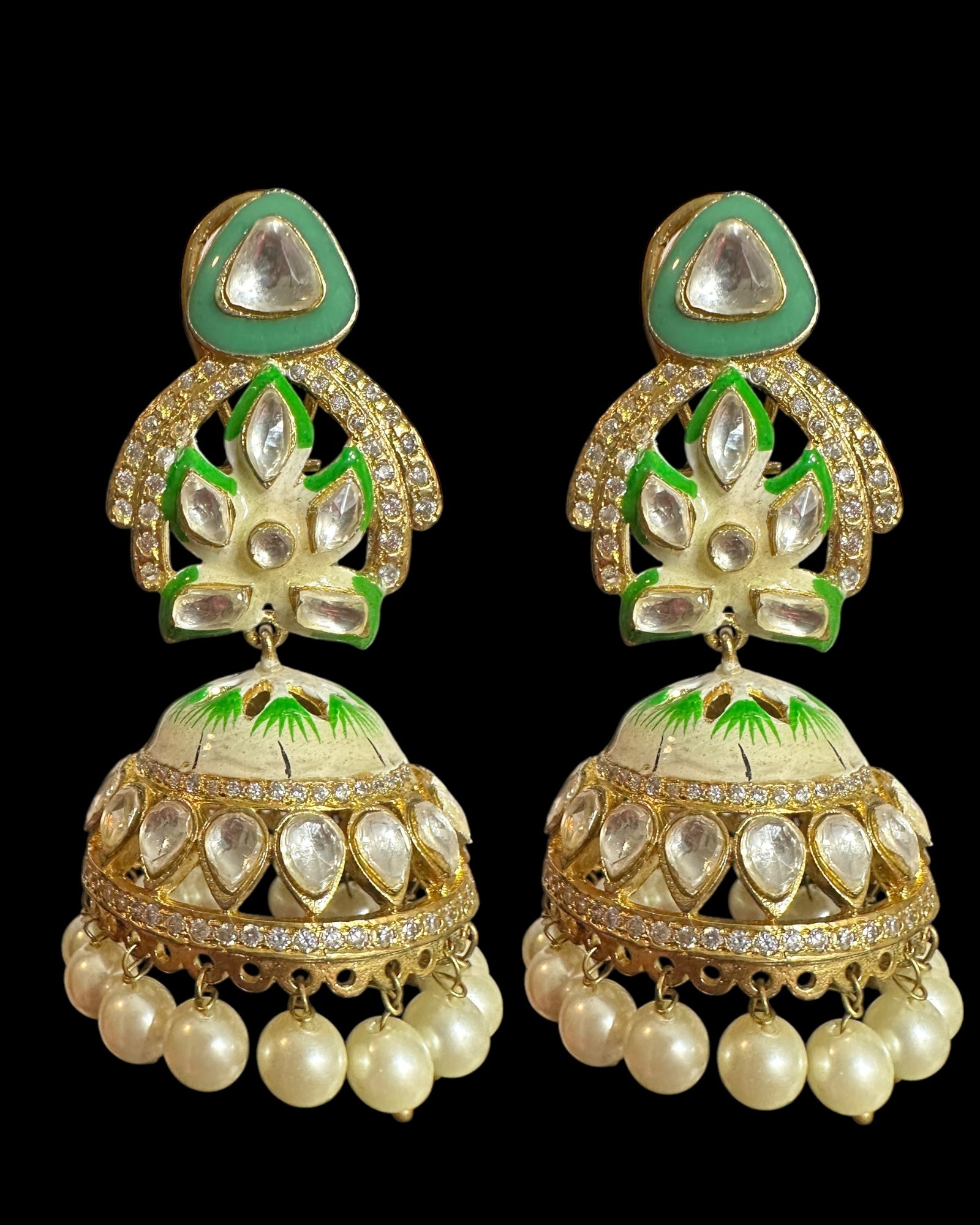 DER756 Rupal polki jhumka ( READY TO SHIP )