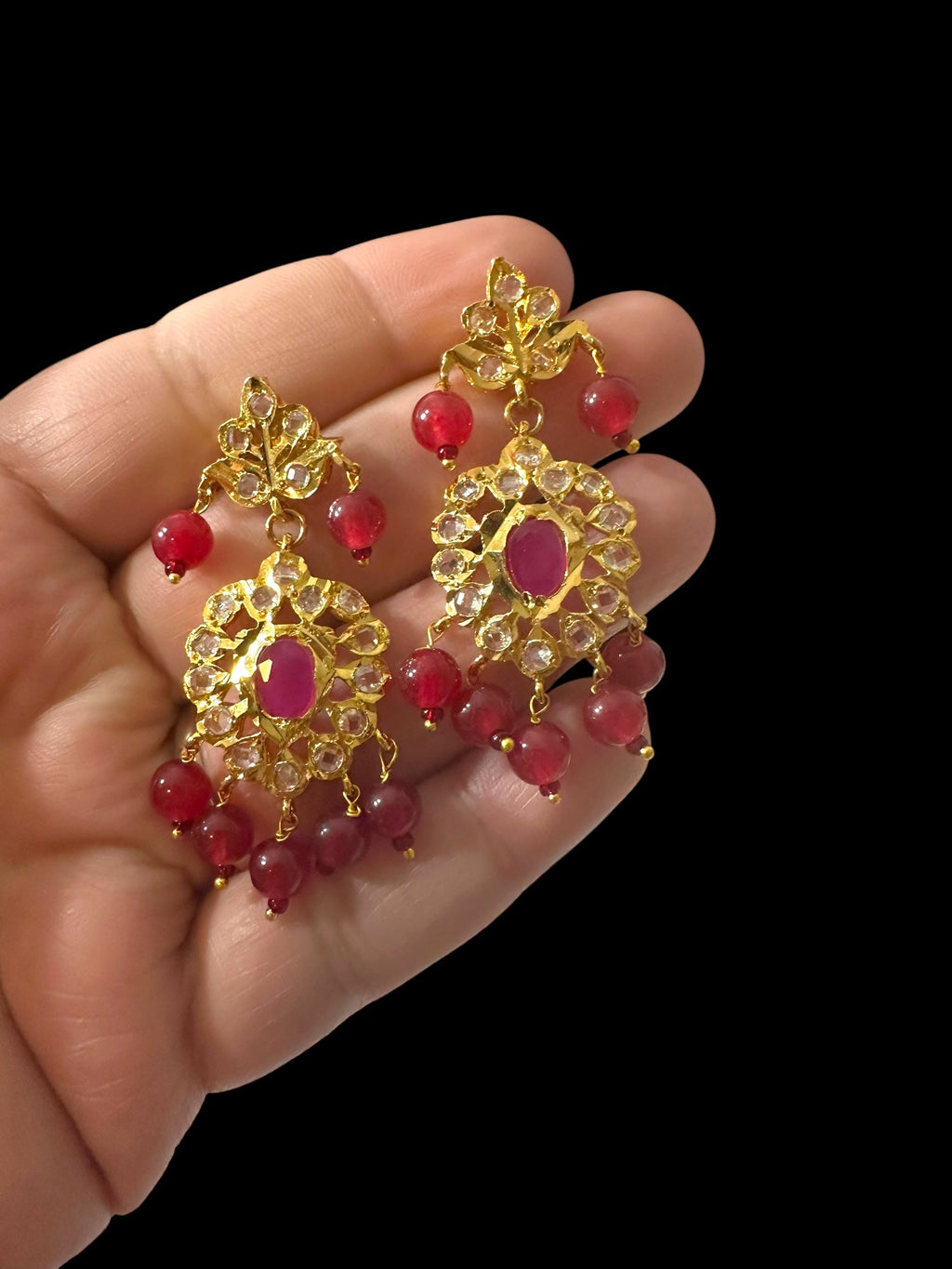 DER799 Faryal earrings - Ruby ( SHIPS IN 2 WEEKS )