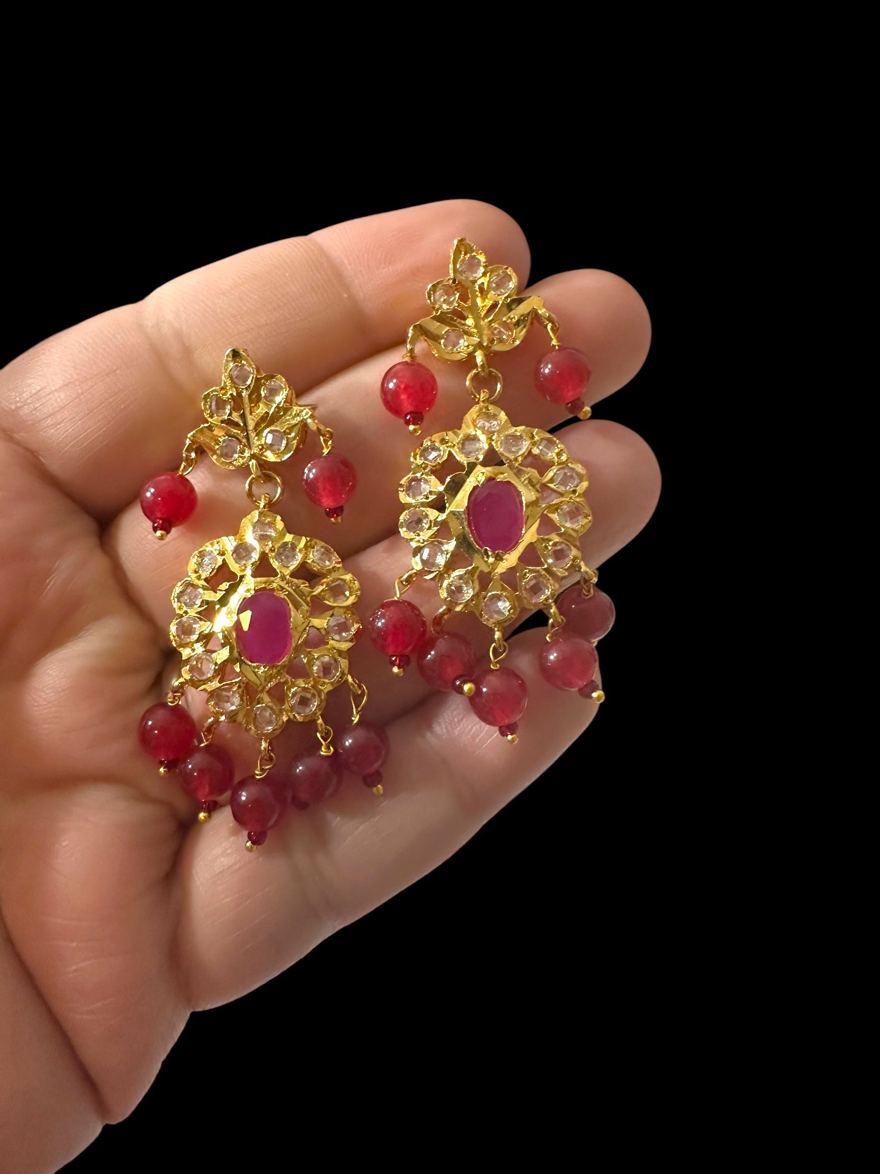 DER799 Faryal earrings - Ruby ( SHIPS IN 2 WEEKS )