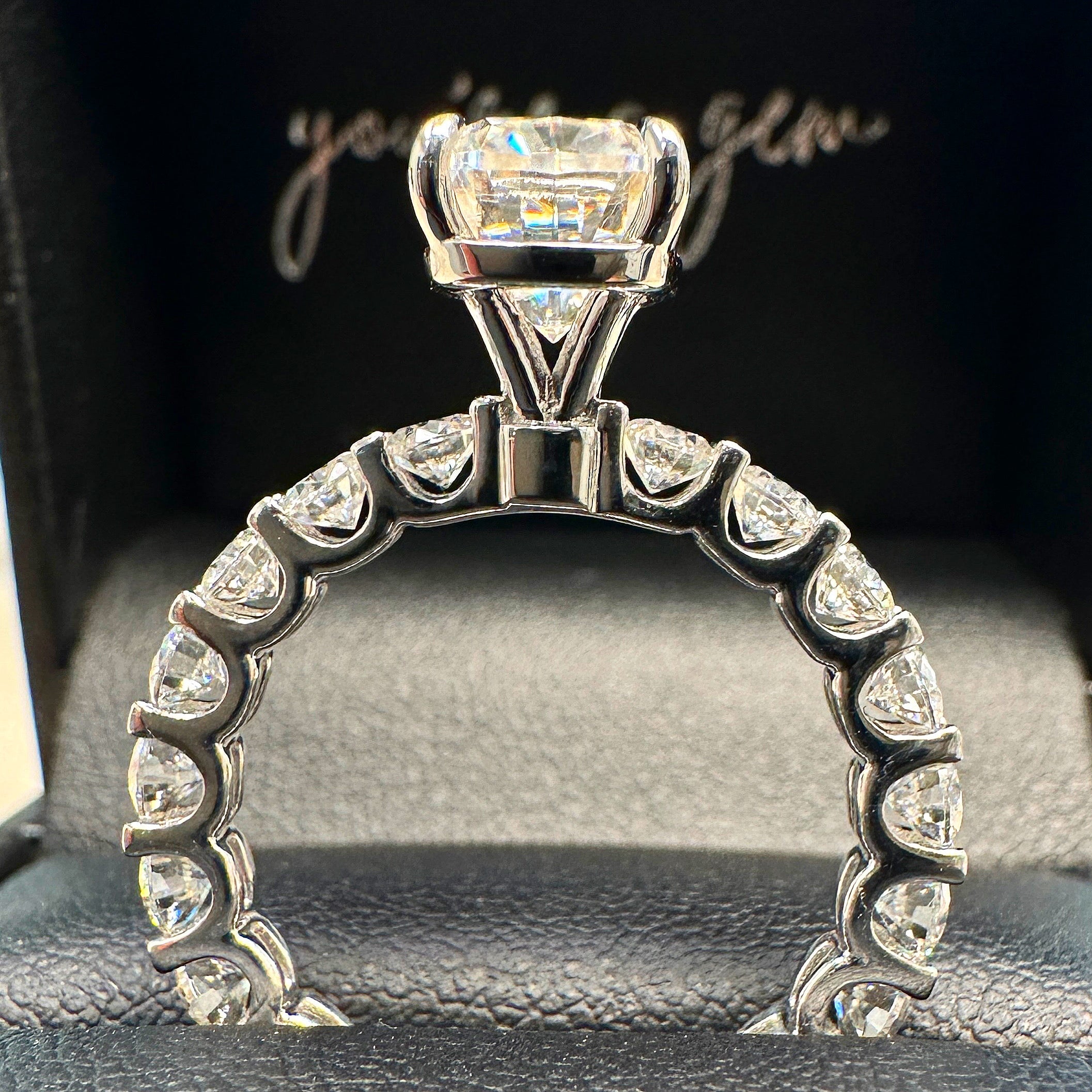 2.5ct Elongated Cushion Cut Eternity Engagement Ring