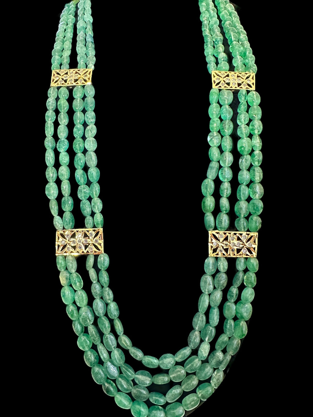 LN59 Ghazal emerald beads Rani haar ( SHIPS IN 3 WEEKS  )