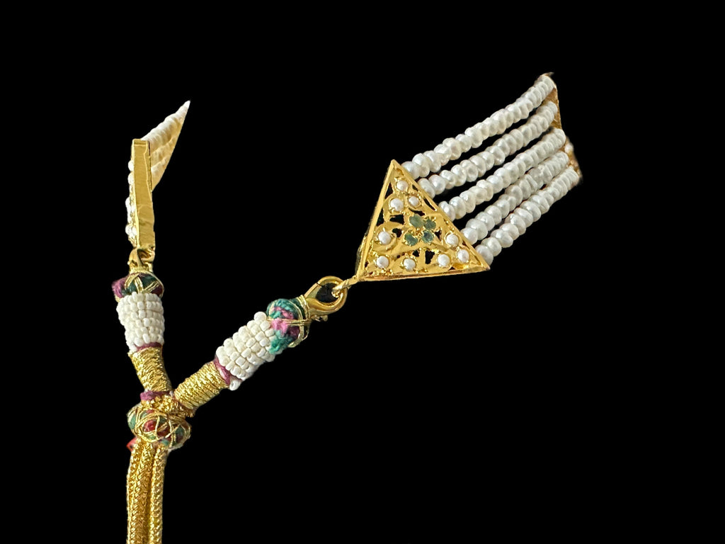 C509 Ariha hyderabadi choker in fresh water pearls and emeralds ( READY TO SHIP )