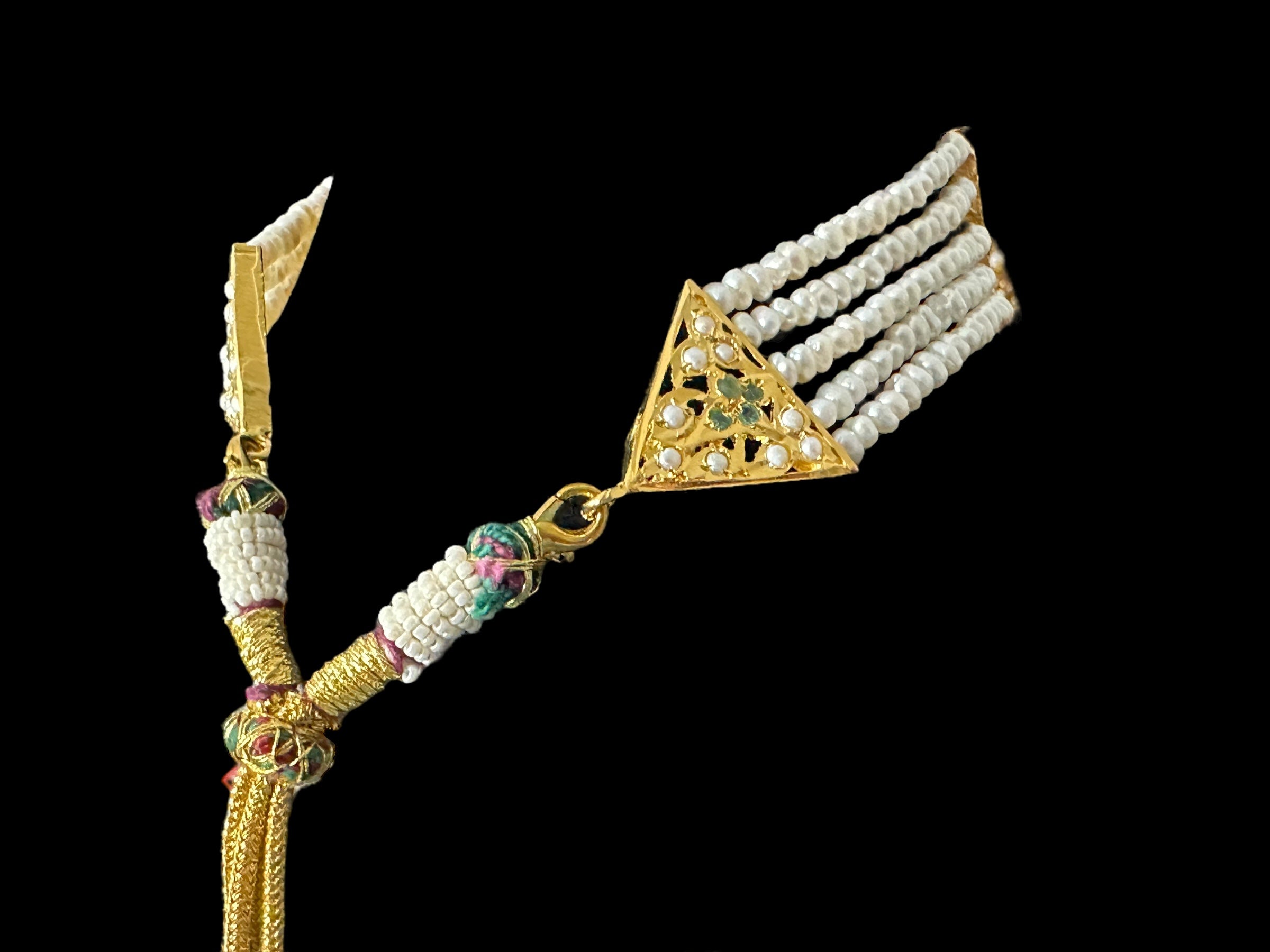 C509 Ariha hyderabadi choker in fresh water pearls and emeralds ( READY TO SHIP )