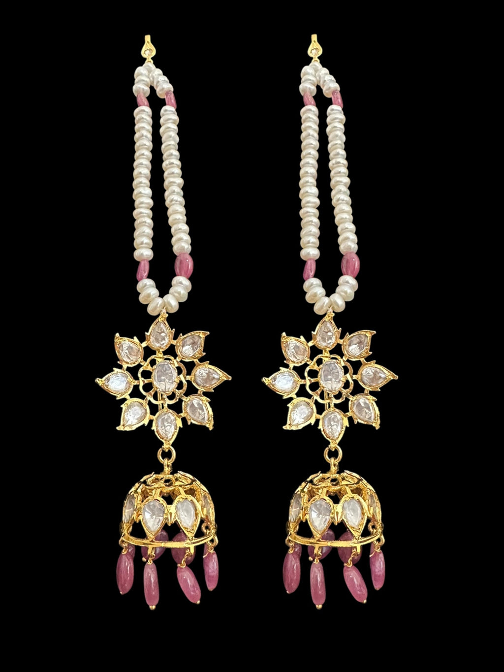 BR310 Bridal jadavi lacha , satlada  in moissanite and emeralds ( SHIPS IN 5 WEEKS )