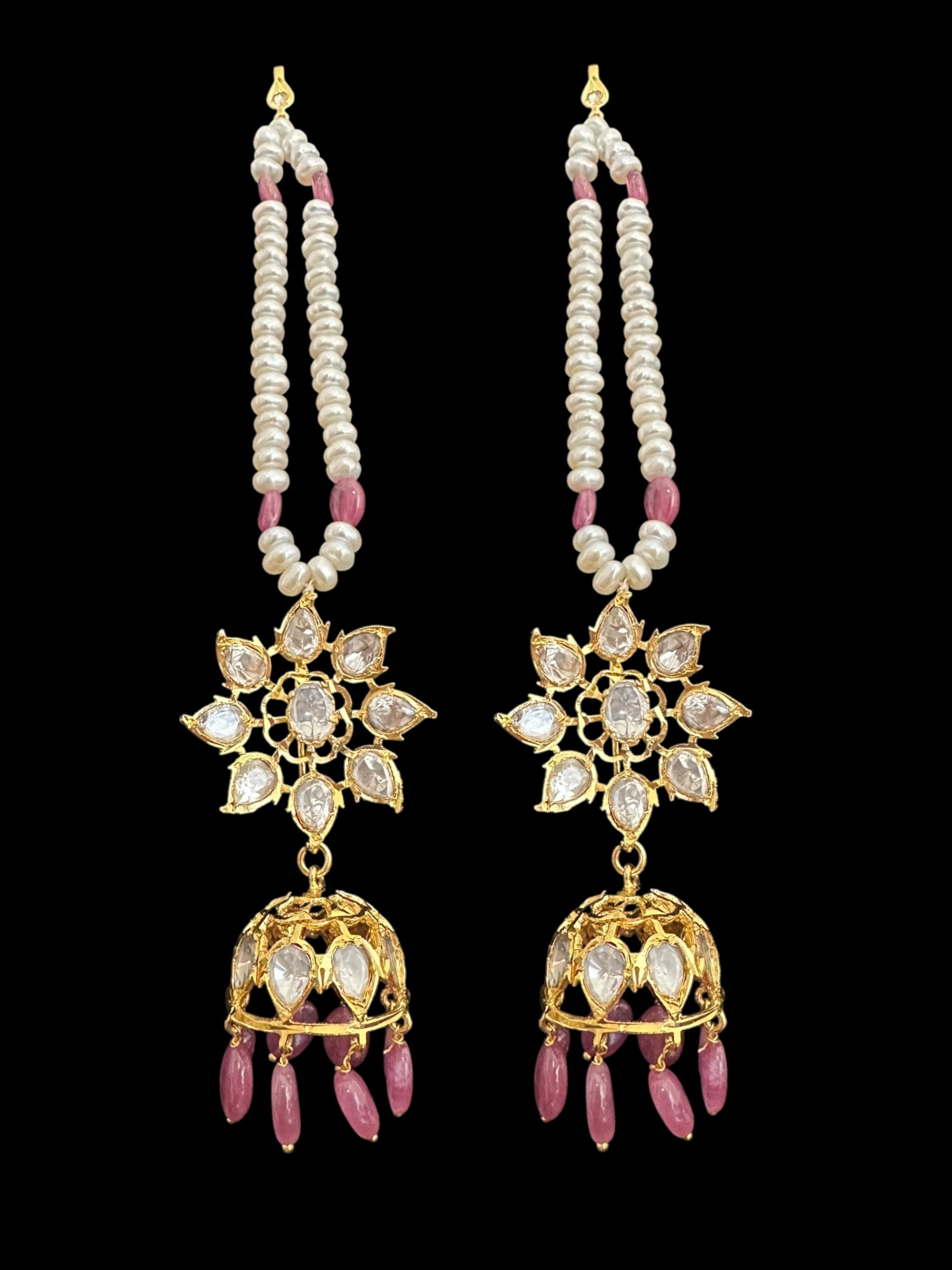 BR310 Bridal jadavi lacha , satlada  in moissanite and emeralds ( SHIPS IN 5 WEEKS )