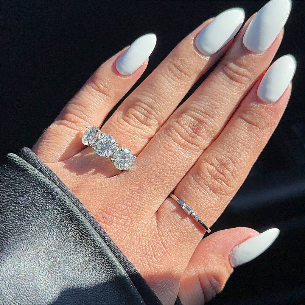 6.0ctw Three Stone Round Cut Moissanite Engagement Ring