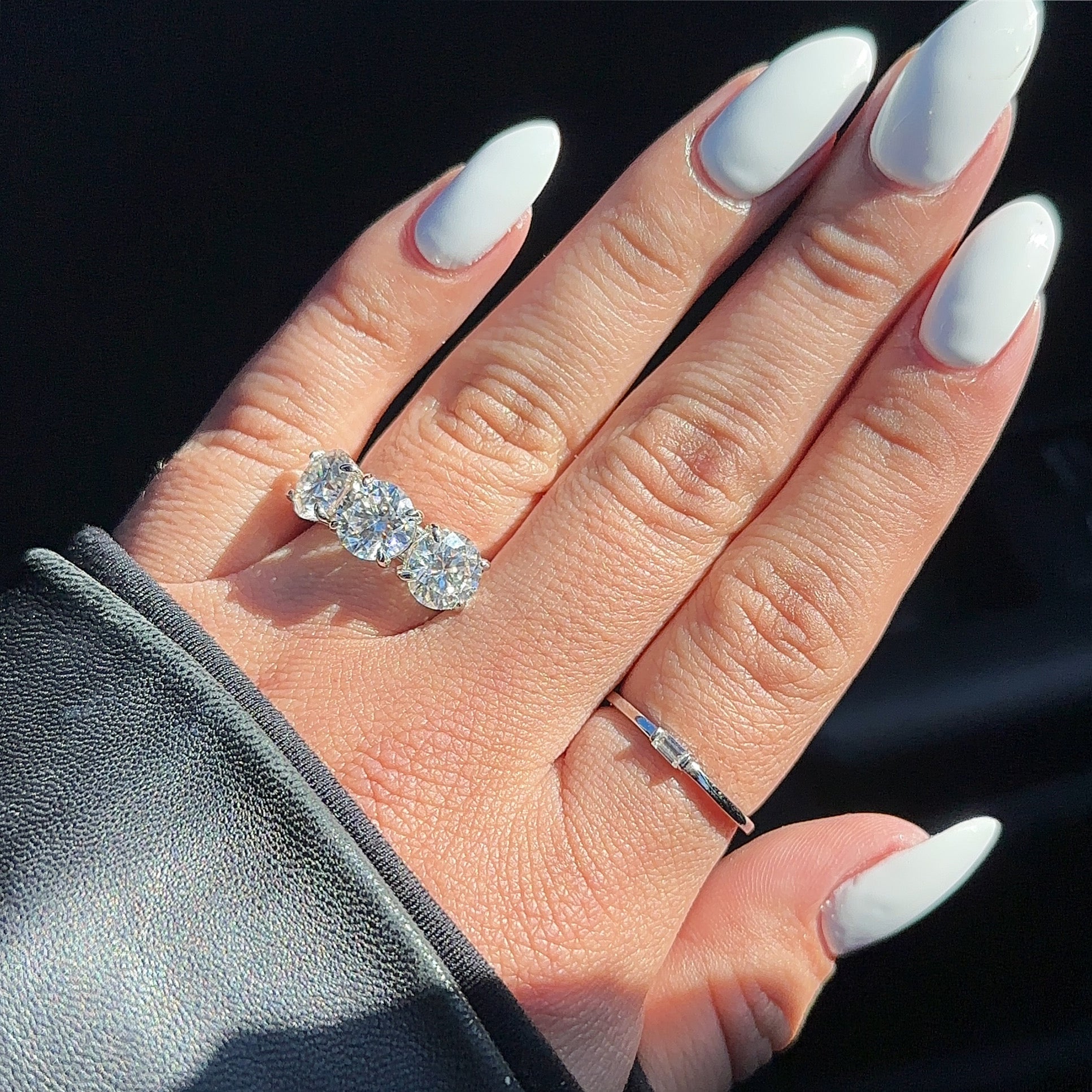 6.0ctw Three Stone Round Cut Moissanite Engagement Ring